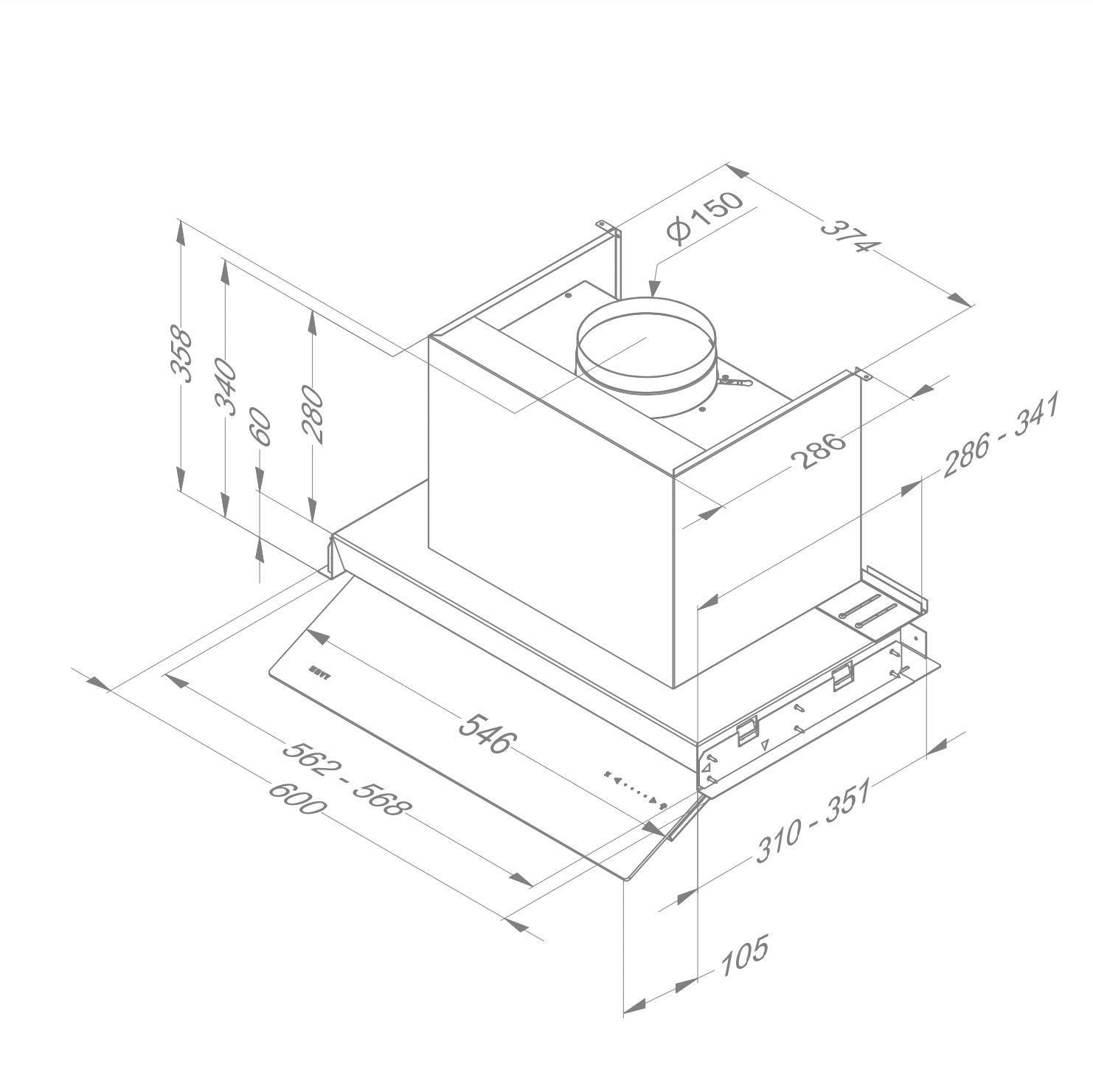 NOVY 8710 Fusion telescopische dampkap - 60cm