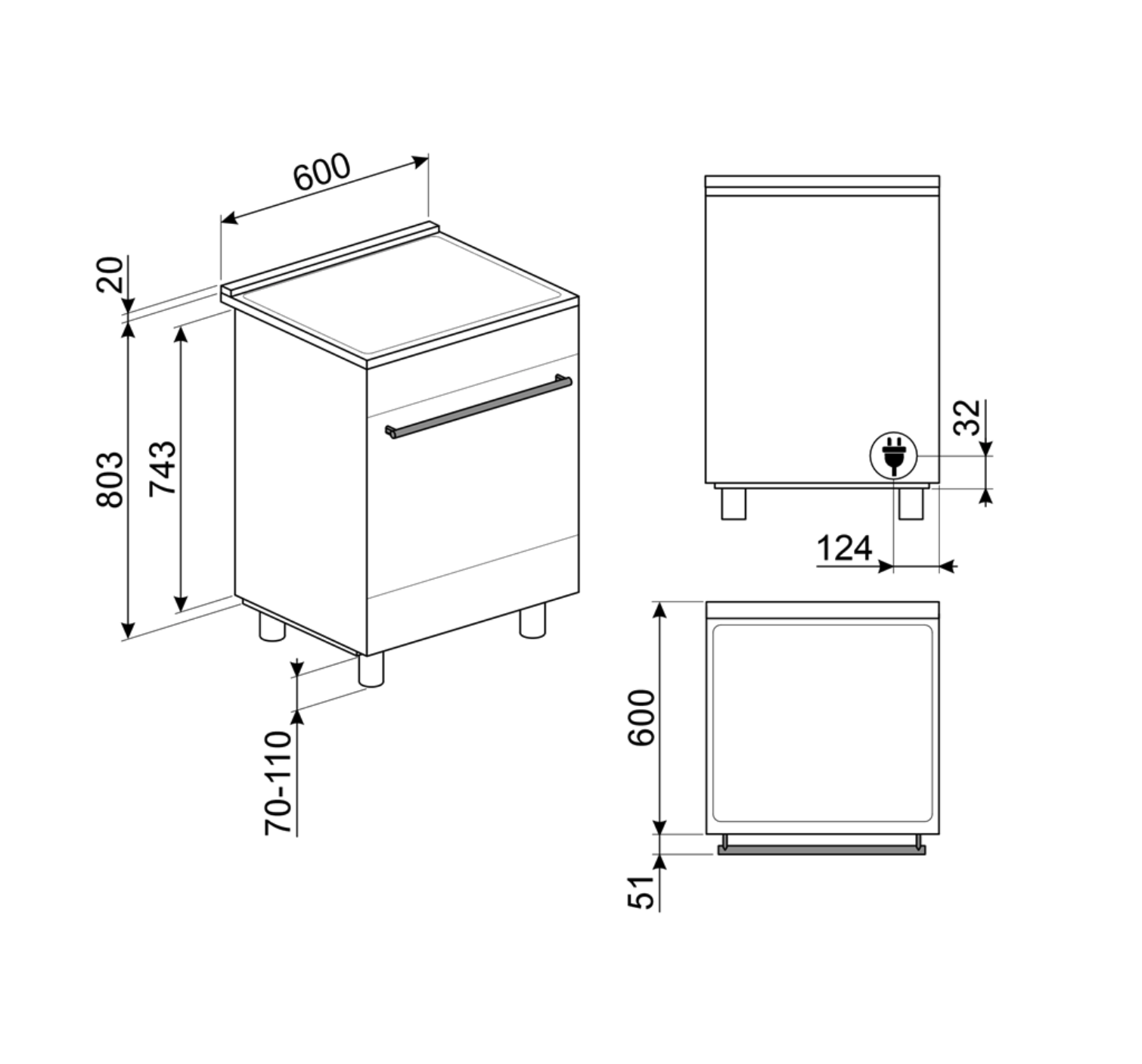 SMEG C6IPXM2 fornuis met inductie kookplaat - 60cm