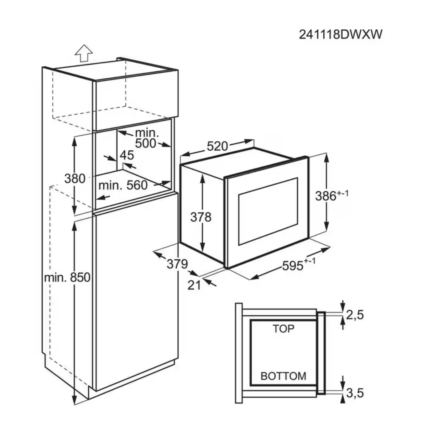 AEG NMS5G25IEM 5000 microgolfoven - combi - 38cm