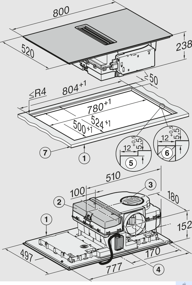 MIELE KMDA7876FL-A kookplaat met afzuiging - 80cm