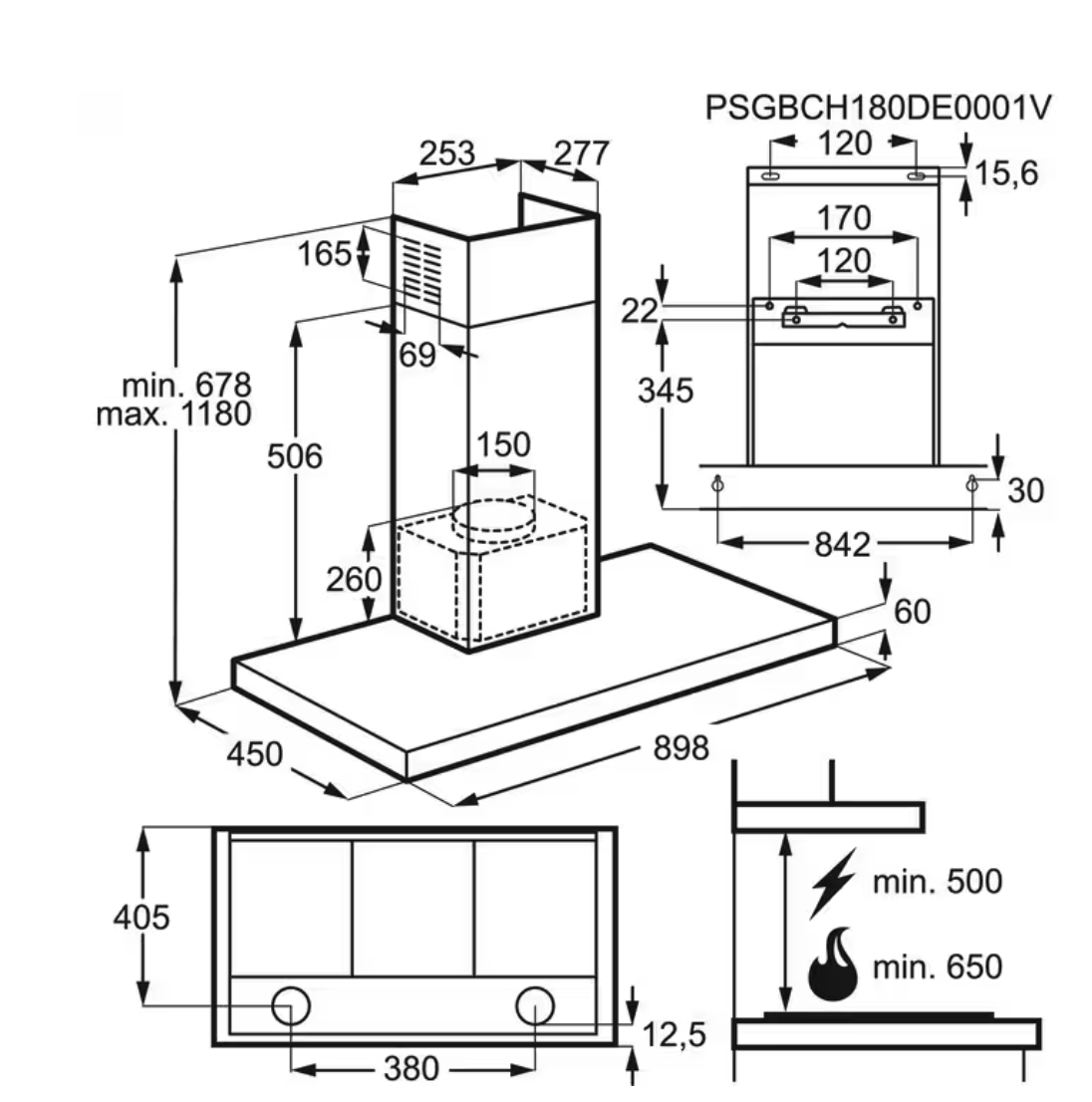 ELECTROLUX LFT419K 600 wandschouwdampkap - 90cm