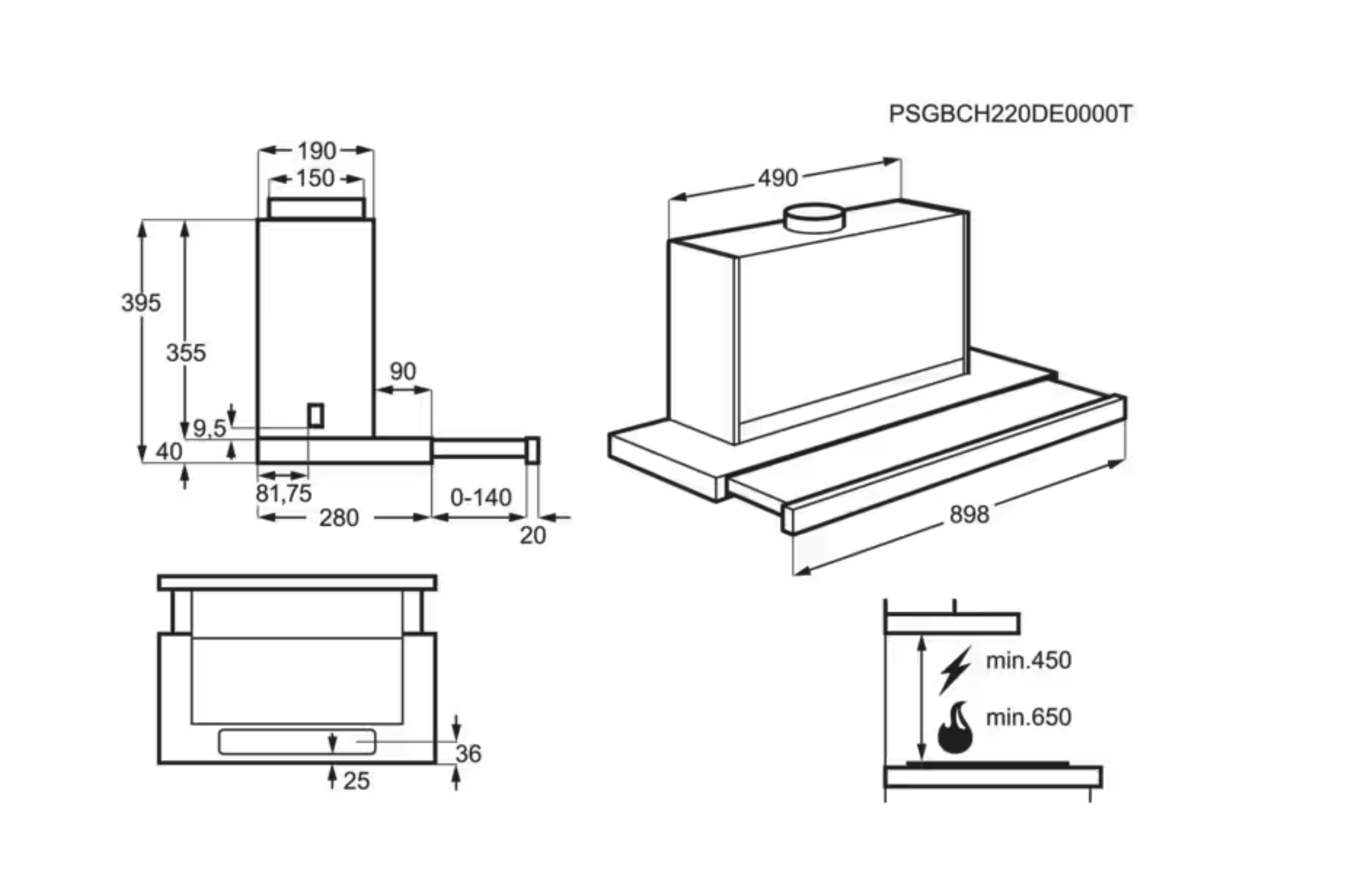 ELECTROLUX LFP419X 300 telescopische dampkap - 90cm