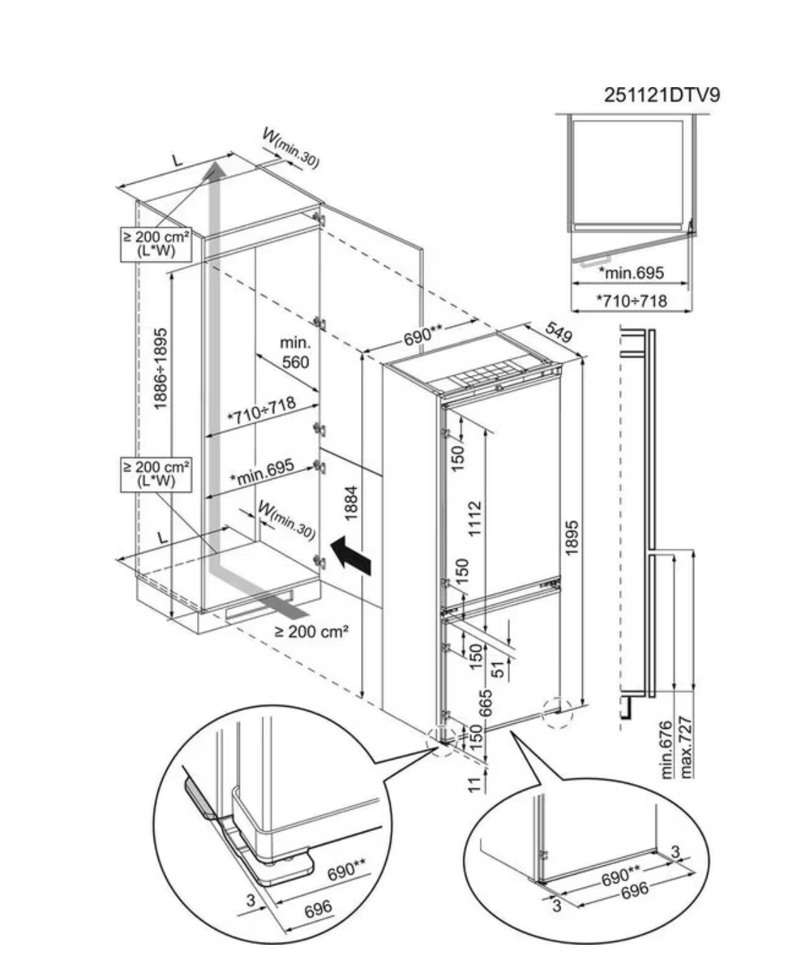 ELECTROLUX KNA7TE75S 700 koel-/vriescombinatie - 190cm