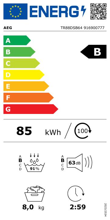 AEG TR88DSB64 8000 droogkast