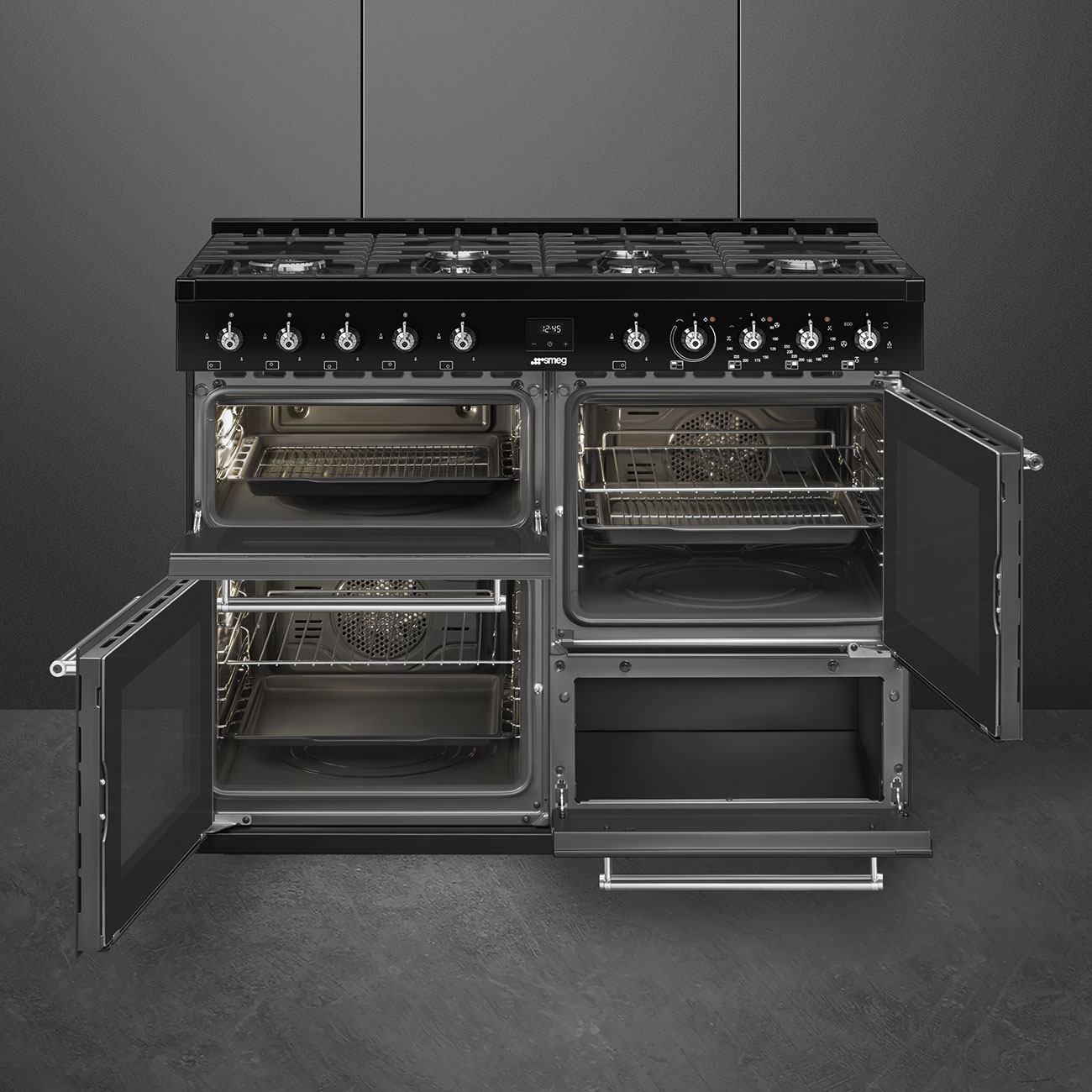 SMEG CX113GMBL fornuis met gaskookplaat - 110cm