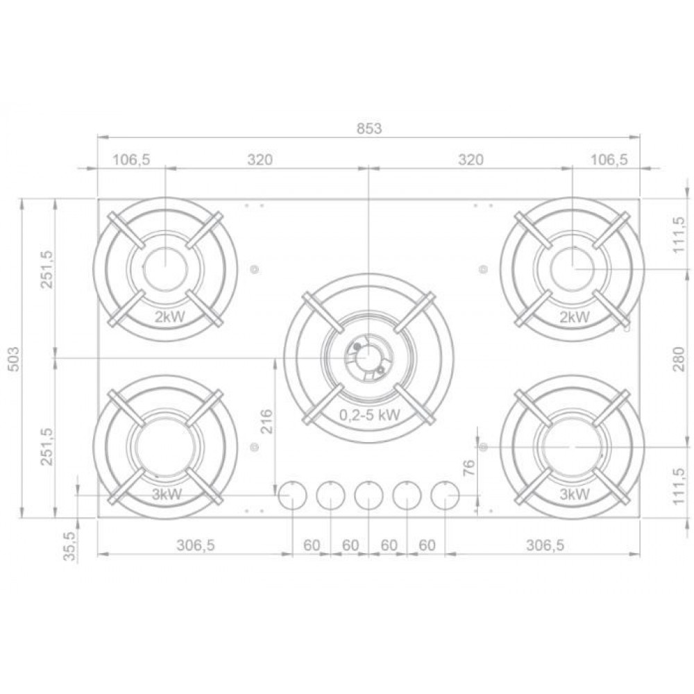 NOVY 56016 gaskookplaat - domino