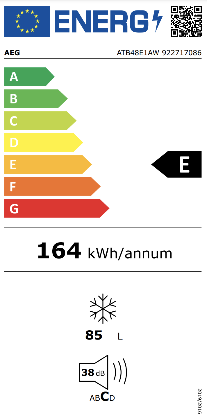 AEG ATB48E1AW 6000 vrijstaande vriezer - 85cm AEG ATB48E1AW 6000 vrijstaande vriezer - 85cm