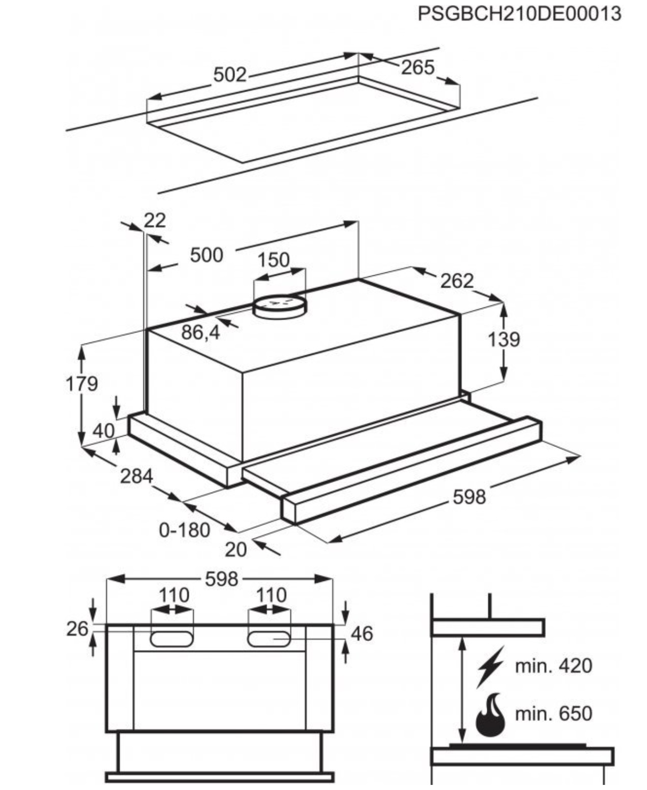 ELECTROLUX LFP326W 300 telescopische dampkap - 60cm