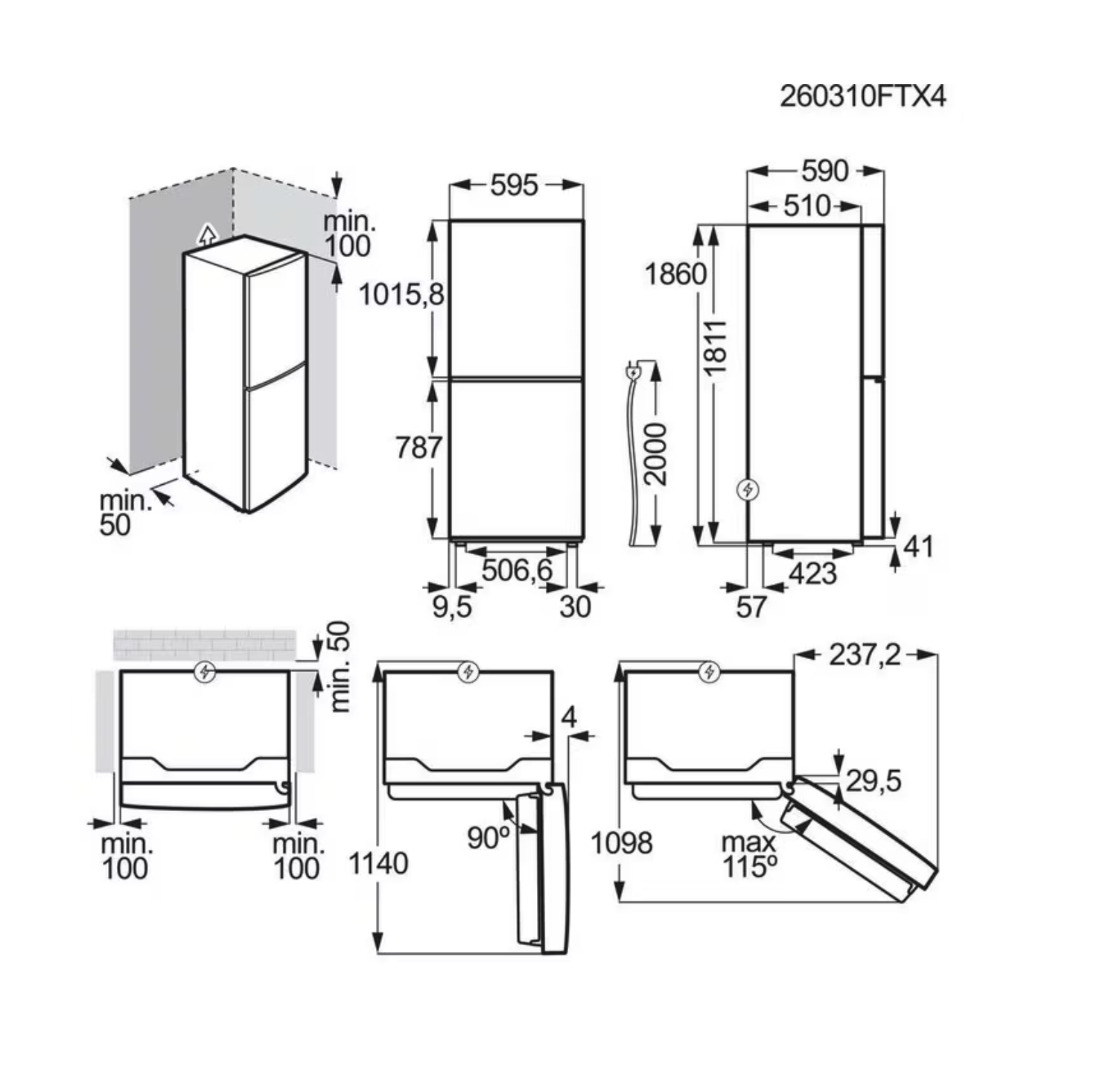 AEG ORC6M301DV vrijstaande koel-/vriescombinatie - 186cm