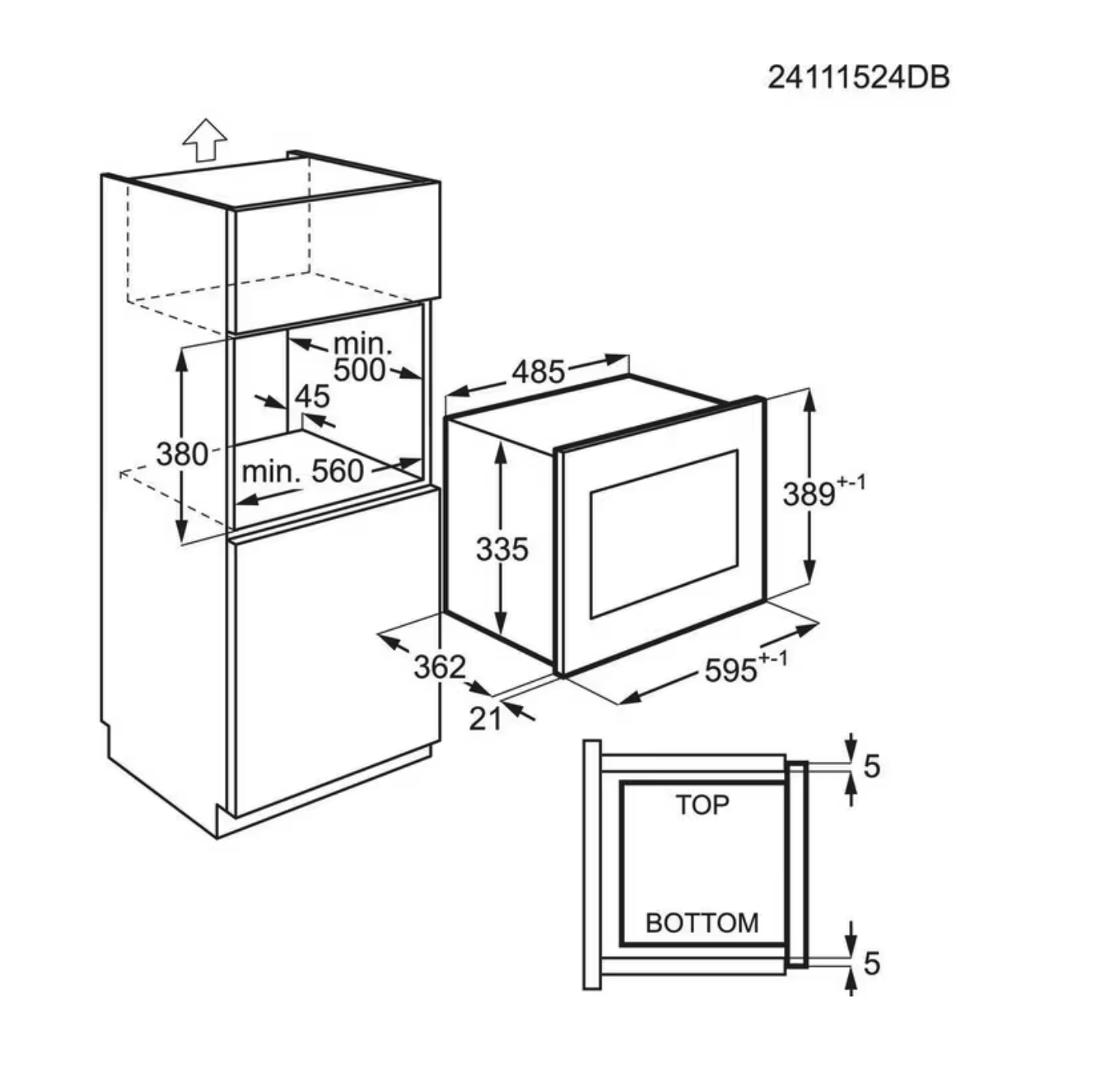 AEG TS5CM25TB 5000 microgolfoven - combi - 38cm