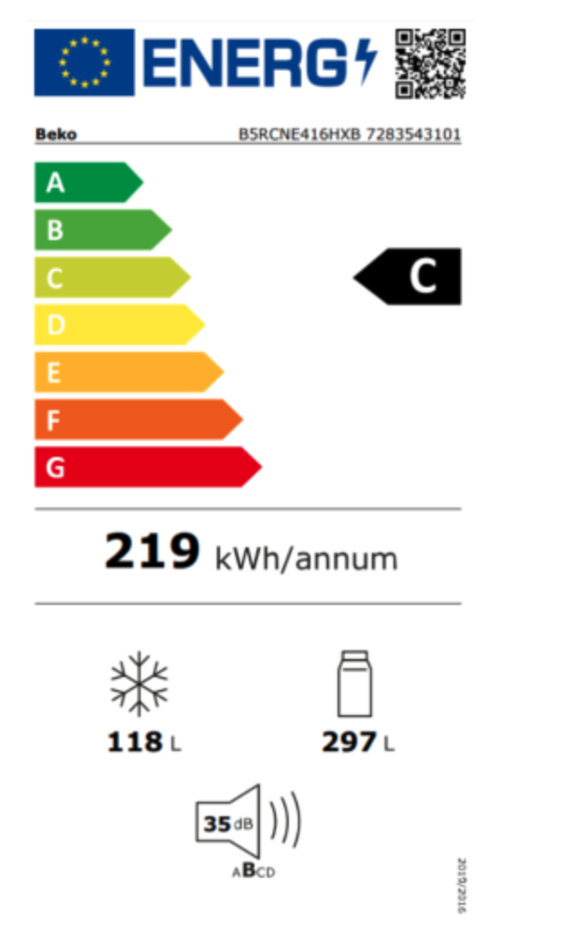 BEKO B5RCNE416HXB vrijstaande koel-/vriescombinatie - 203cm