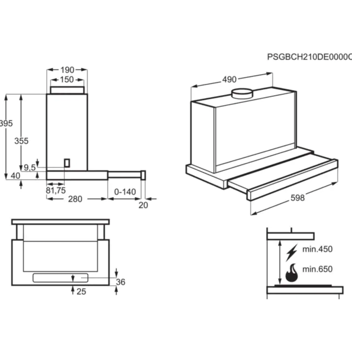 ELECTROLUX LFP616X 600 telescopische dampkap - 60cm