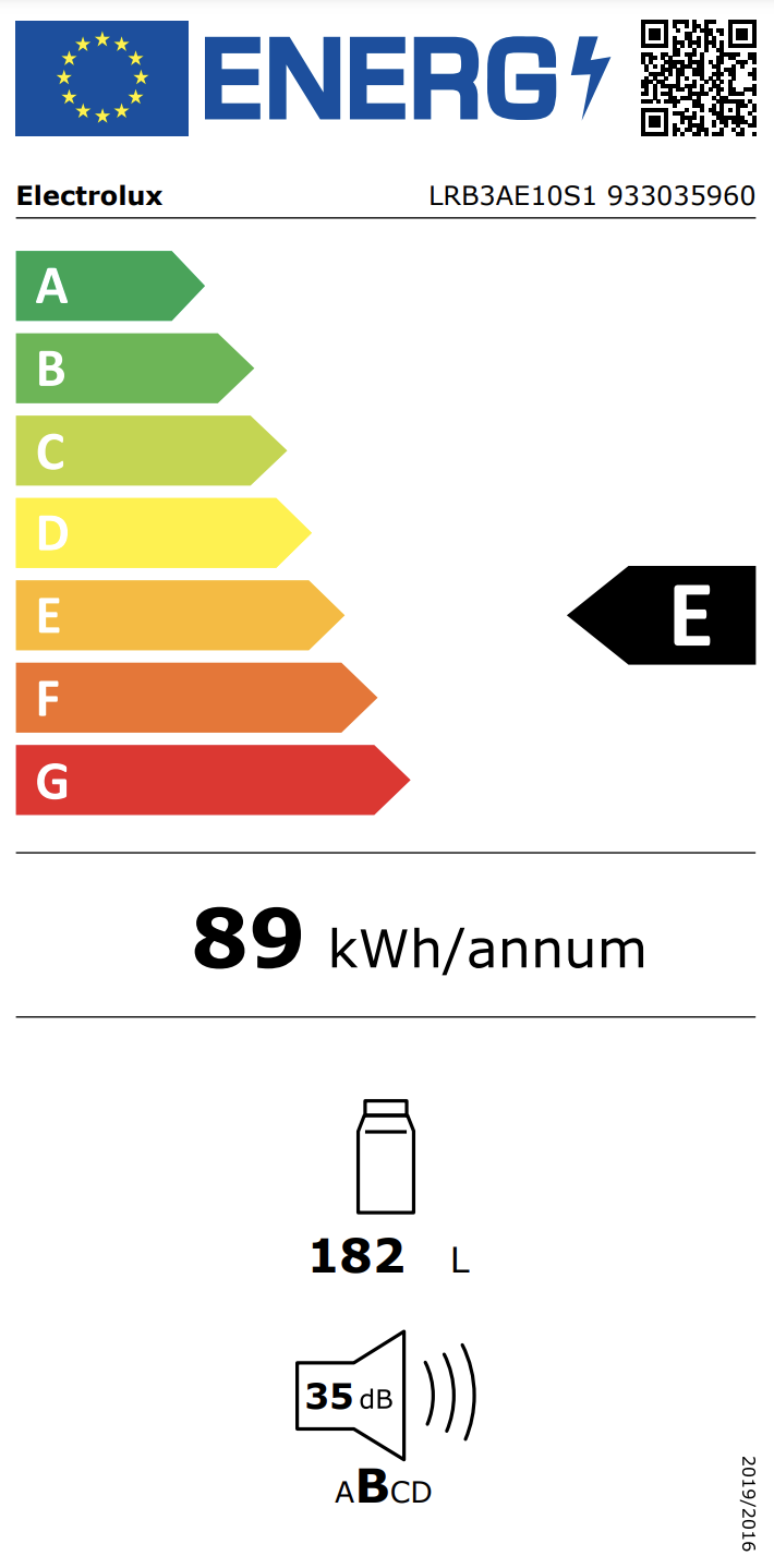 ELECTROLUX LRB3AE10S1 500 koelkast zonder vriesvak - 102cm
