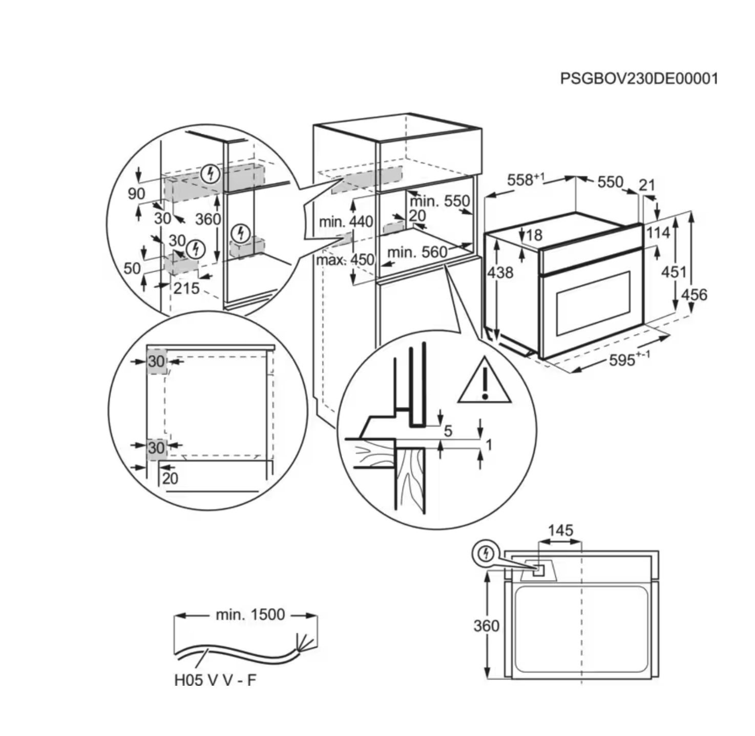 ELECTROLUX EVM6E46GZ 500 microgolfoven met grill - 45cm