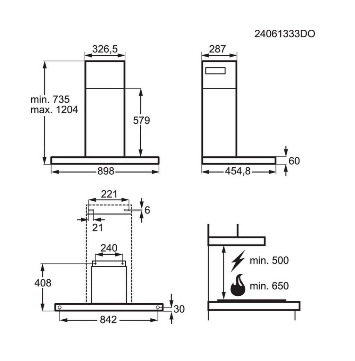 AEG GB87D91CB 8000 wandschouwdampkap - 90cm