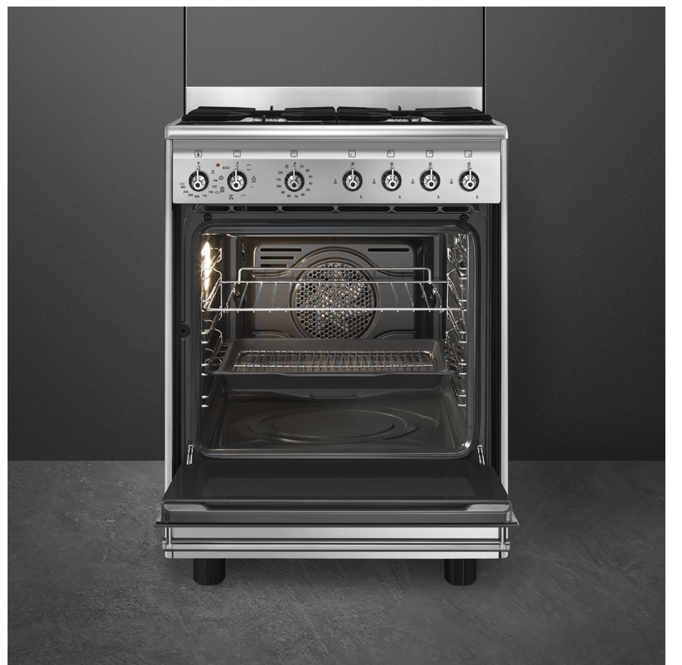 SMEG CX60GMX fornuis met gaskookplaat - 60cm