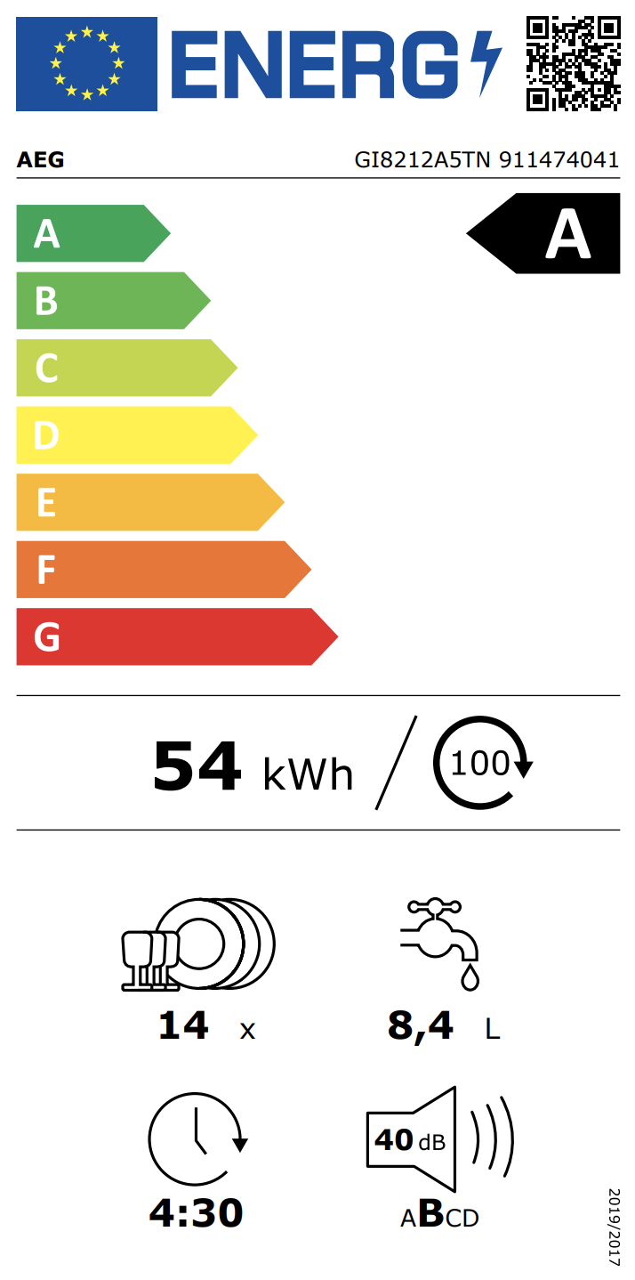 AEG GI8212A5TN 8000 vaatwasser volledig integreerbaar