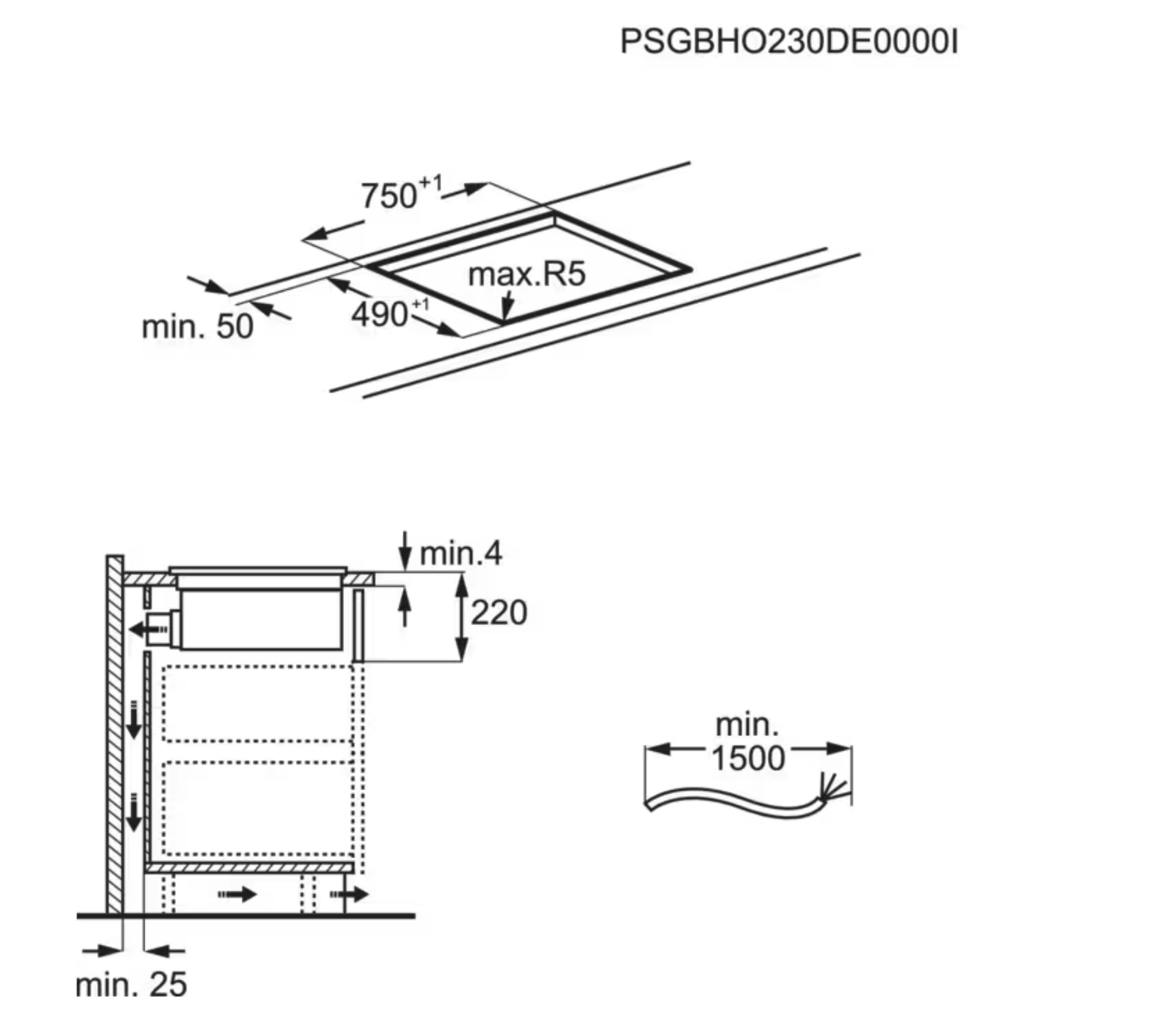 ELECTROLUX KCD83443CK 600 kookplaat met afzuiging - 80cm