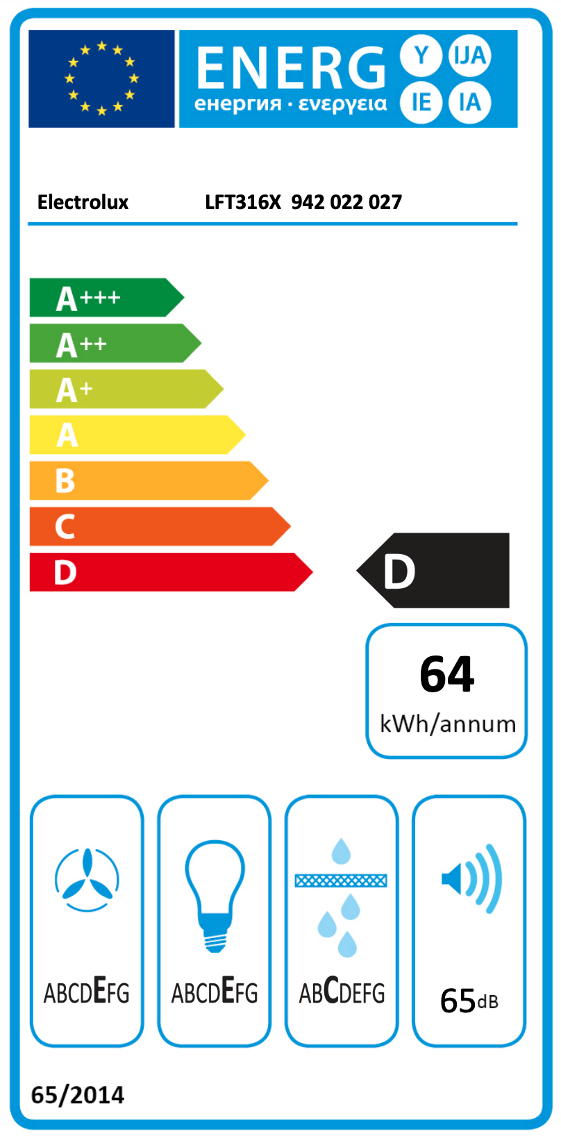 ELECTROLUX LFT316X 600 wandschouwdampkap - 60cm