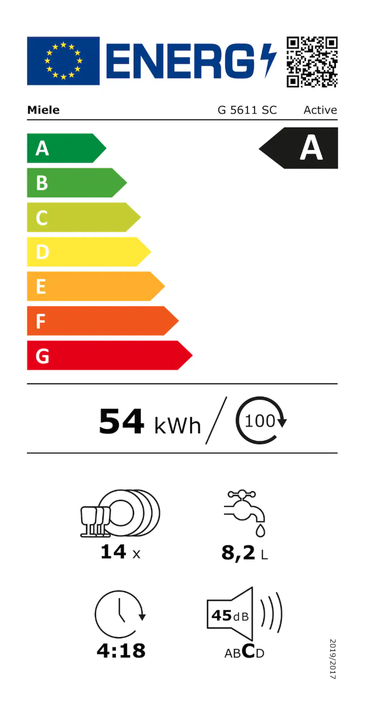 MIELE G5611SCACTIVEBW vrijstaande vaatwasser