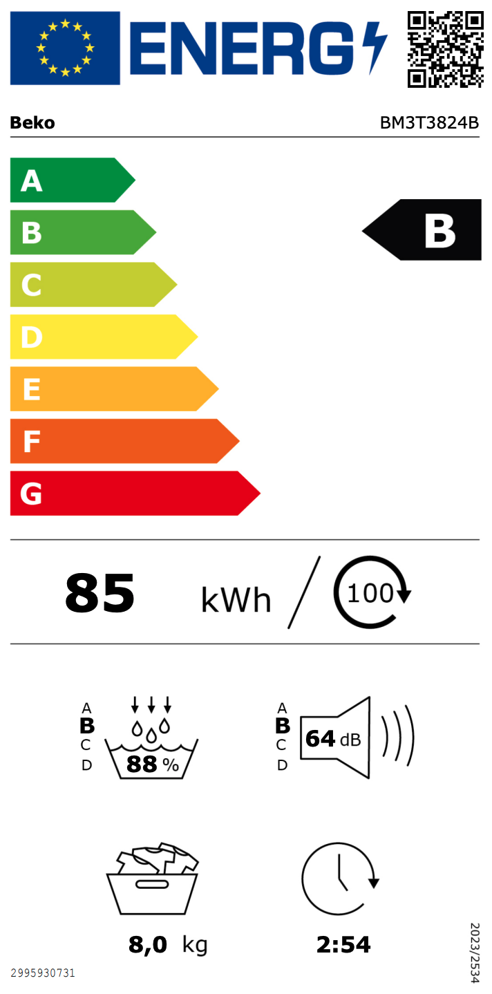 BEKO BM3T3824B droogkast - warmtepomp