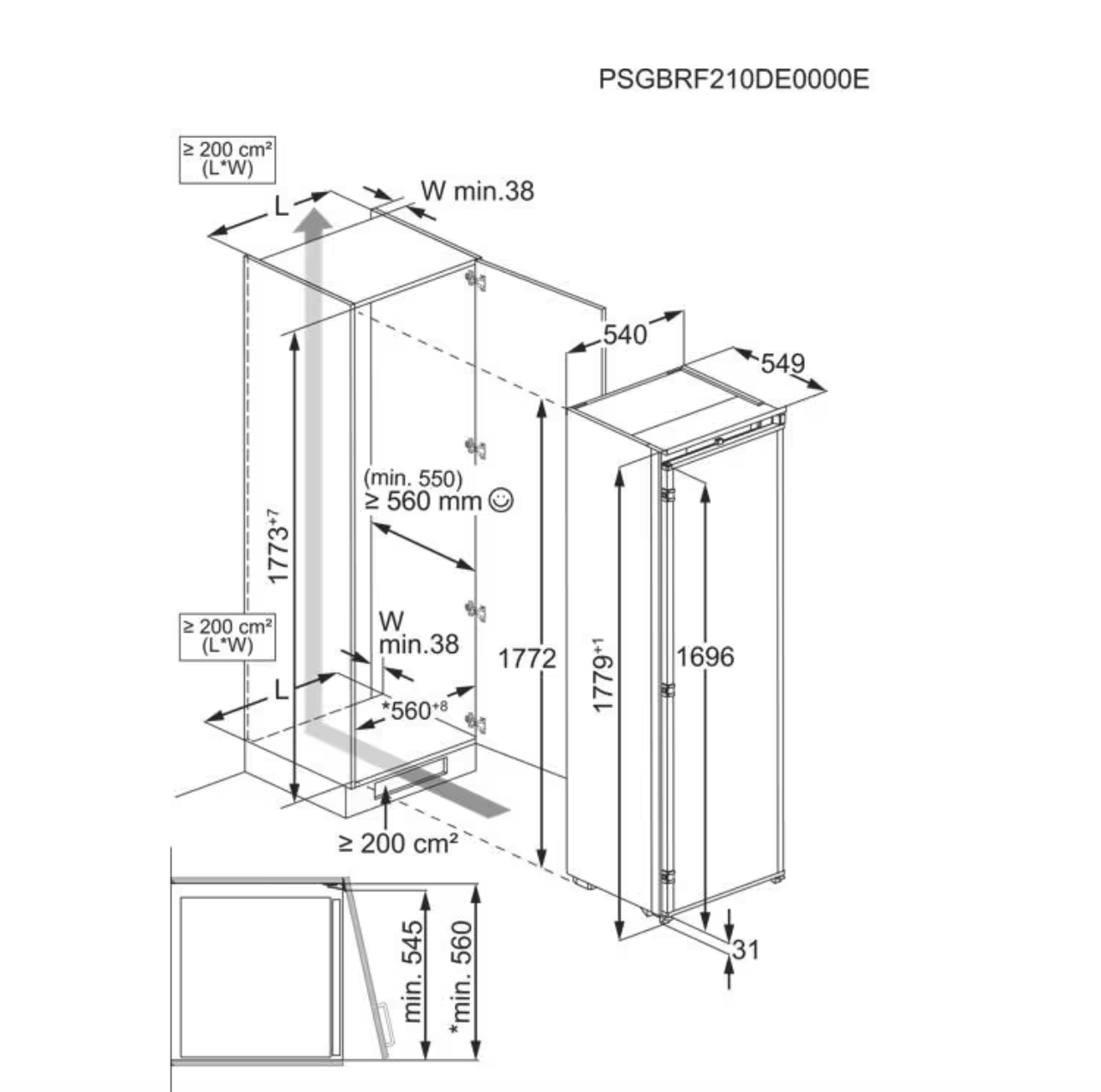 AEG TB7AA181ES inbouw vriezer - 178cm