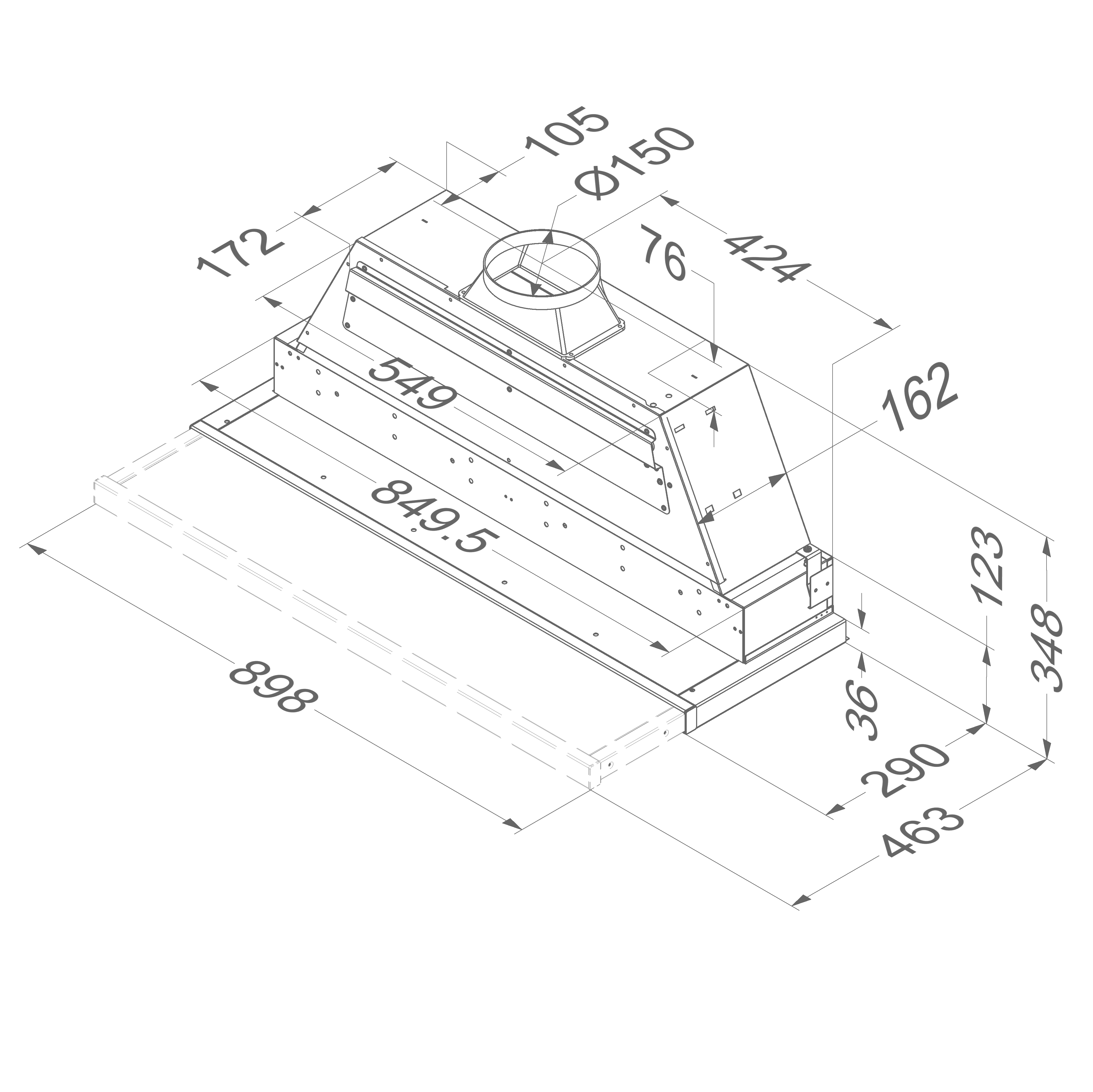 NOVY 693 telescopische dampkap - 90cm