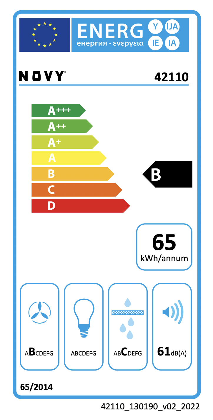 NOVY 42110 kookplaat met afzuiging - 120cm