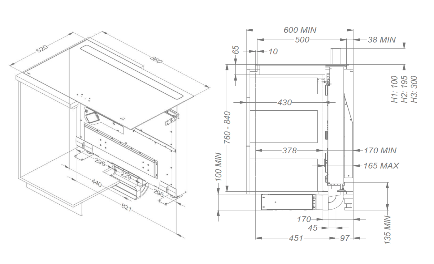 NOVY 1821-G1 kookplaat met afzuiging - 80cm