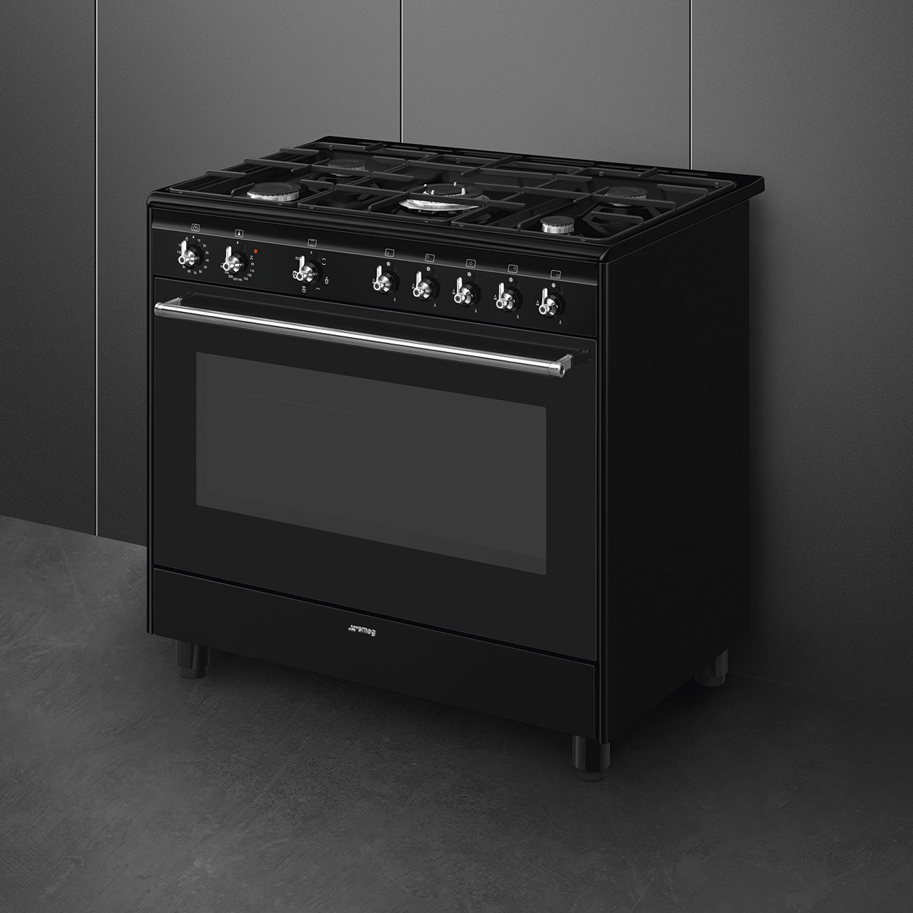 SMEG CX91GMBL fornuis met gaskookplaat - 90cm