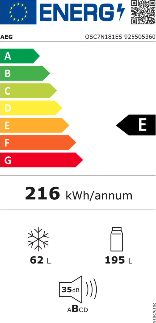 AEG OSC7N181ES koel-/vriescombinatie - 178cm