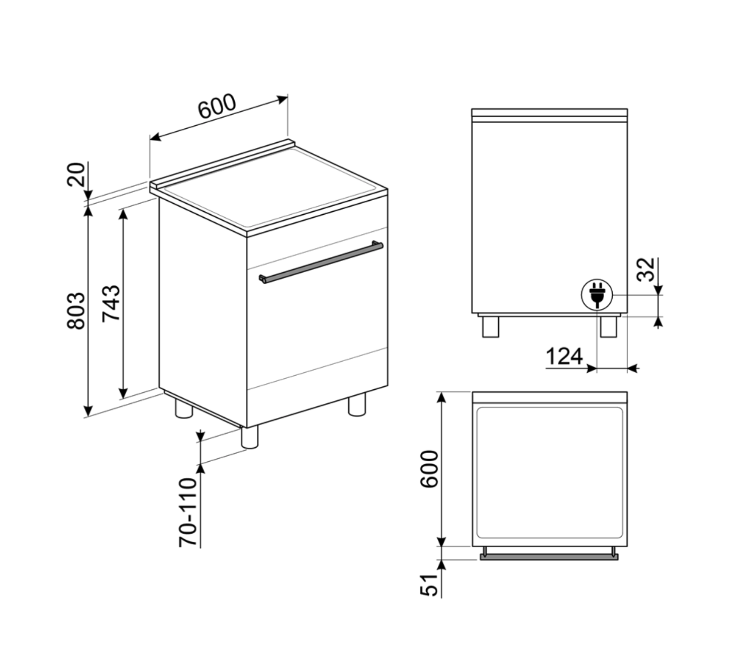 SMEG C6IPMBM2 fornuis met inductie kookplaat - 60cm