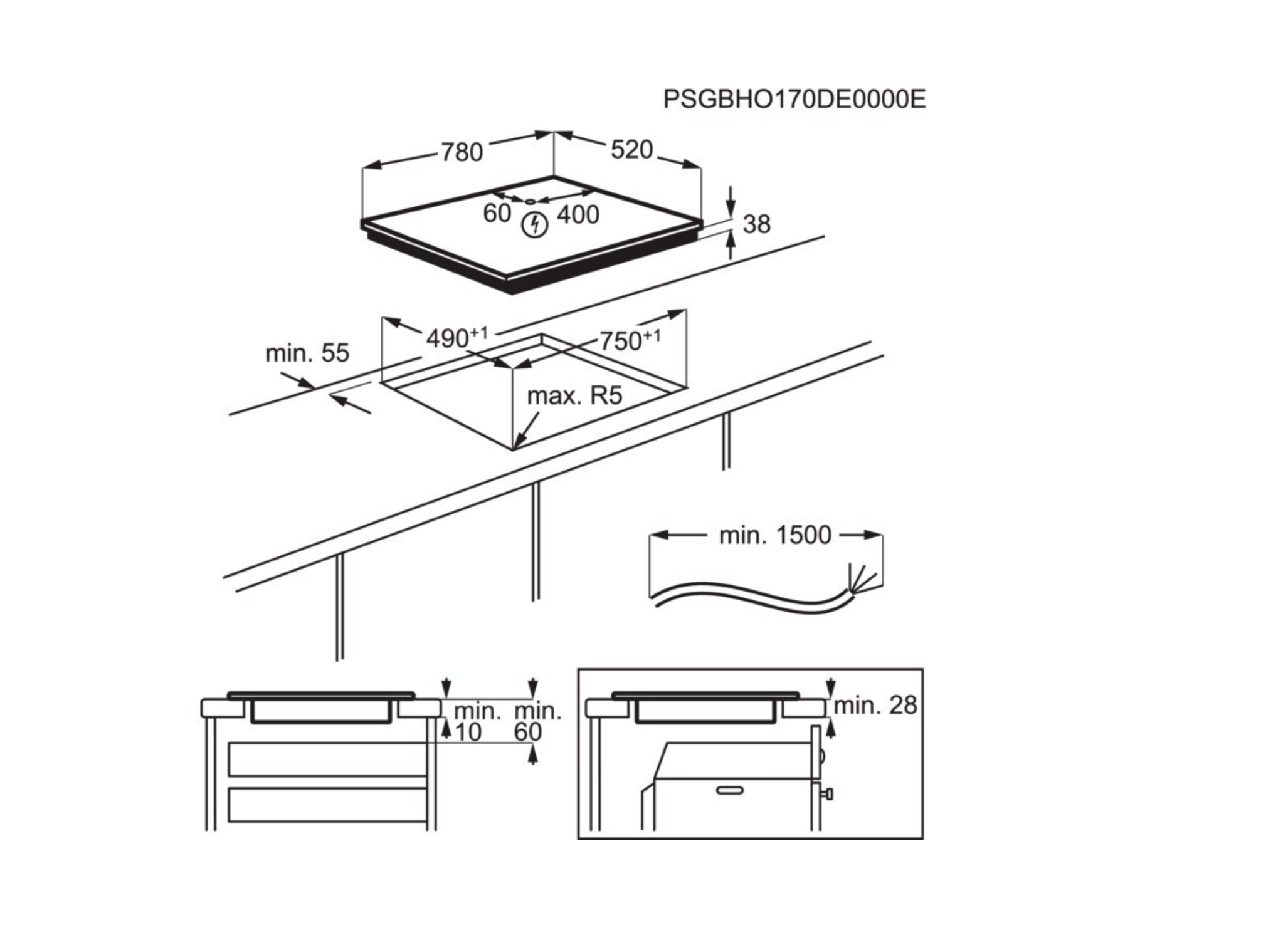 ELECTROLUX LRR8438CK 300 vitrokeramische kookplaat - 80cm