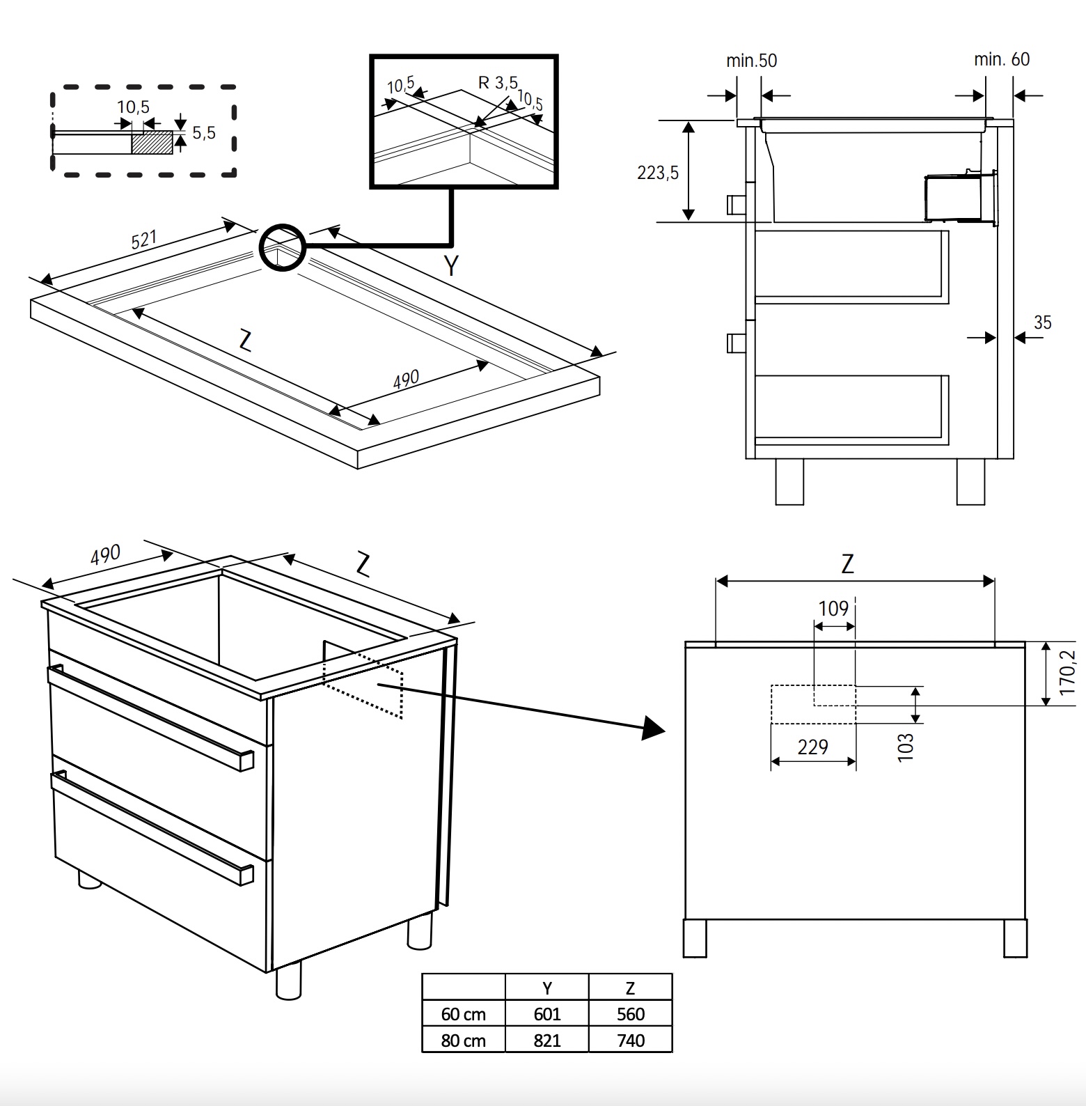 BEKO HIXI64700UF kookplaat met afzuiging - 60cm