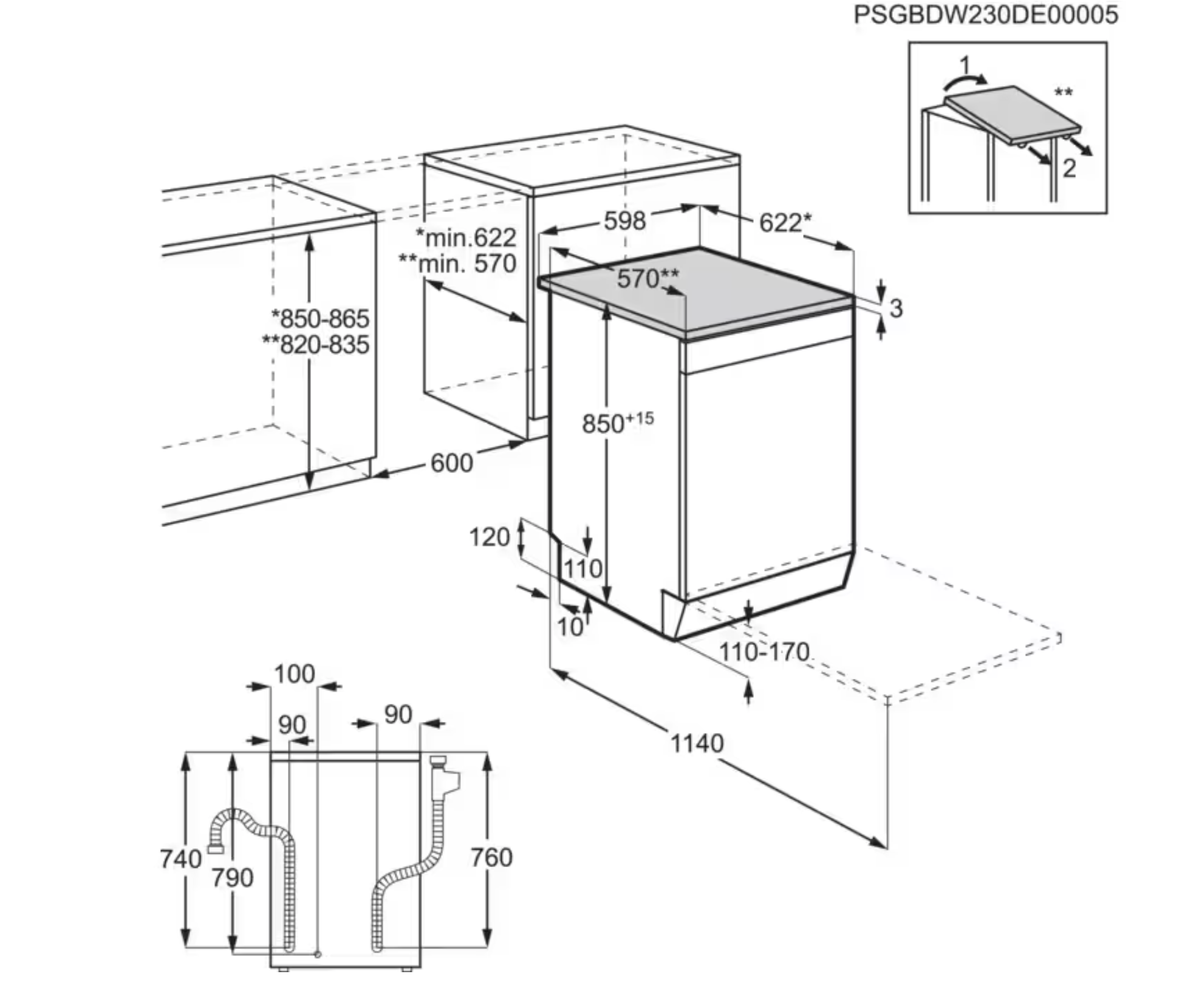ELECTROLUX ESA47301SW 300 vrijstaande vaatwasser