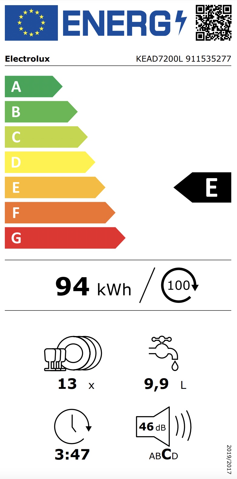 ELECTROLUX KEAD7200L 300 vaatwasser volledig integreerbaar