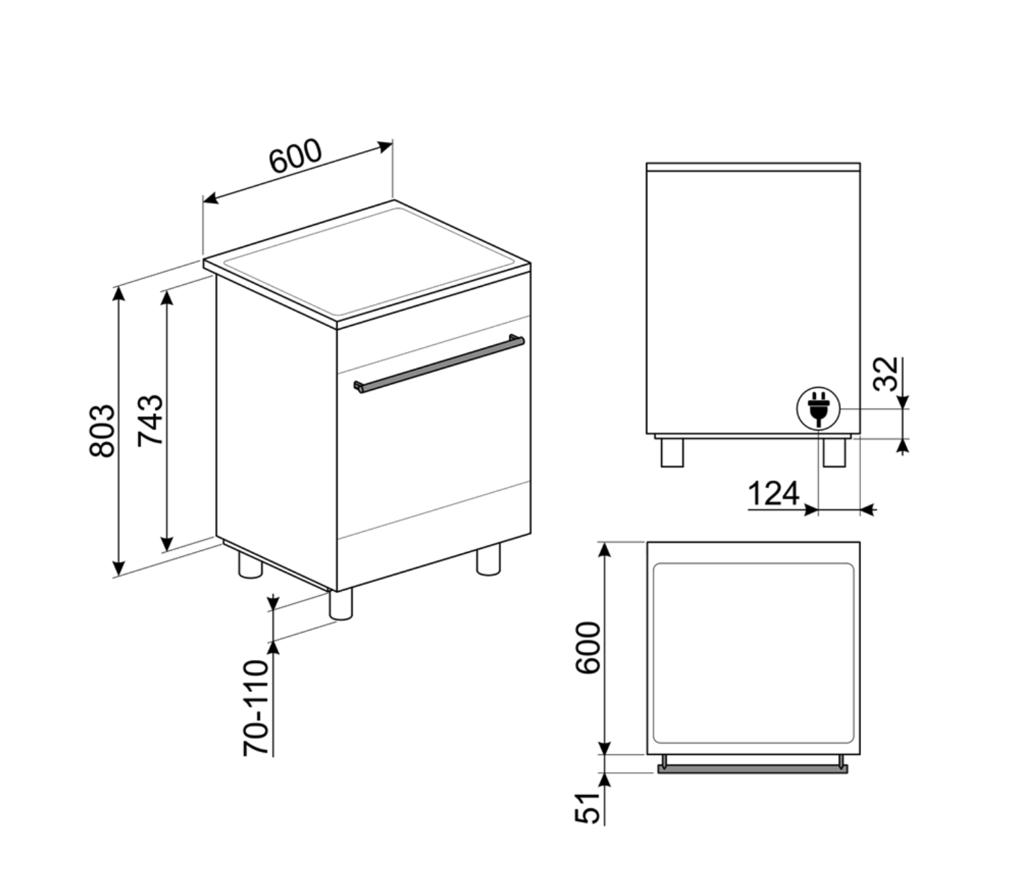 SMEG C6IMXT2 fornuis met inductie kookplaat - 60cm