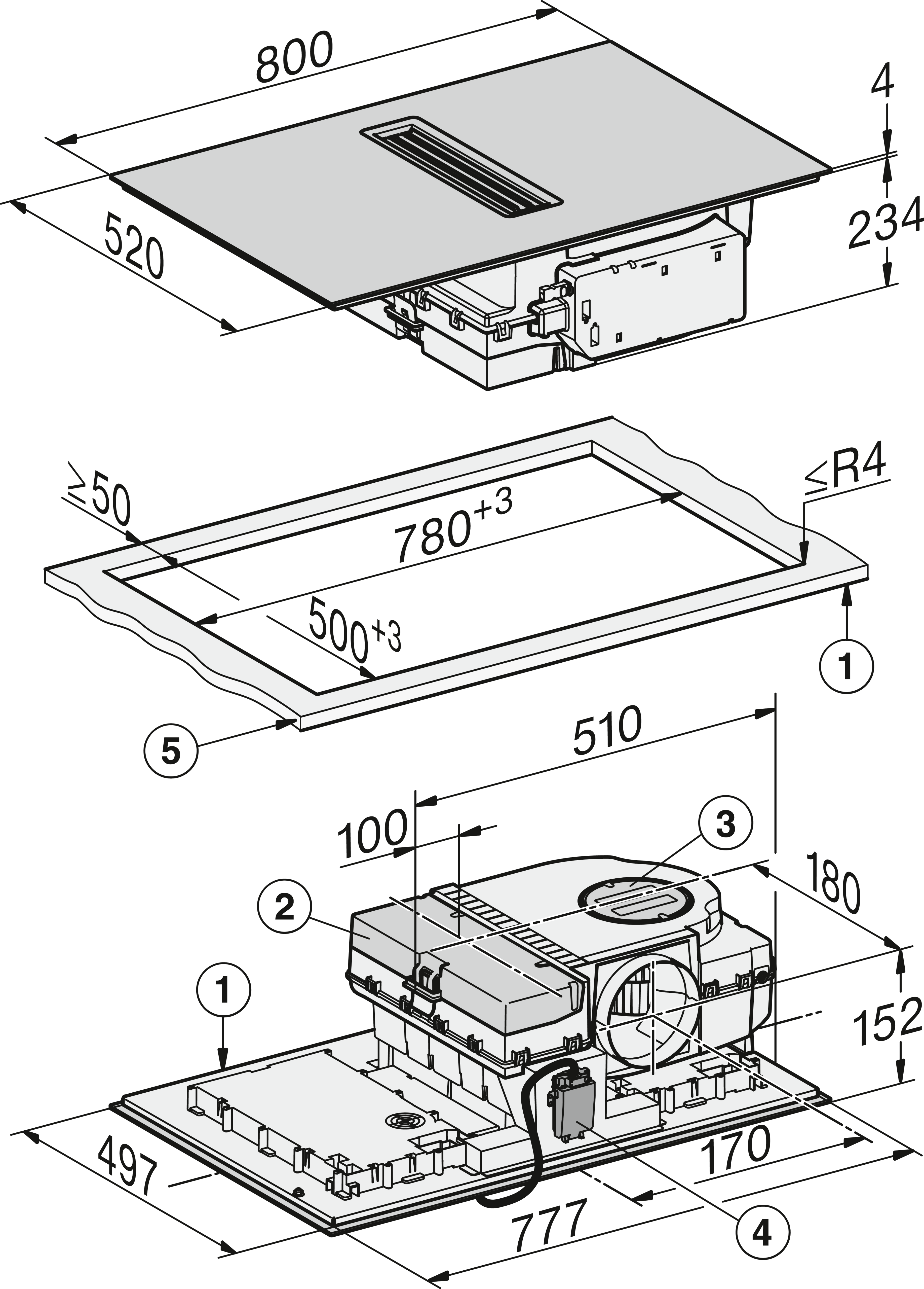 MIELE KMDA7876FL-U kookplaat met afzuiging - 80cm
