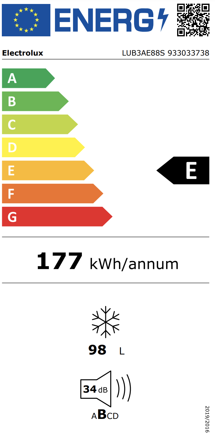 ELECTROLUX LUB3AE88S 600 inbouw vriezer - 88cm