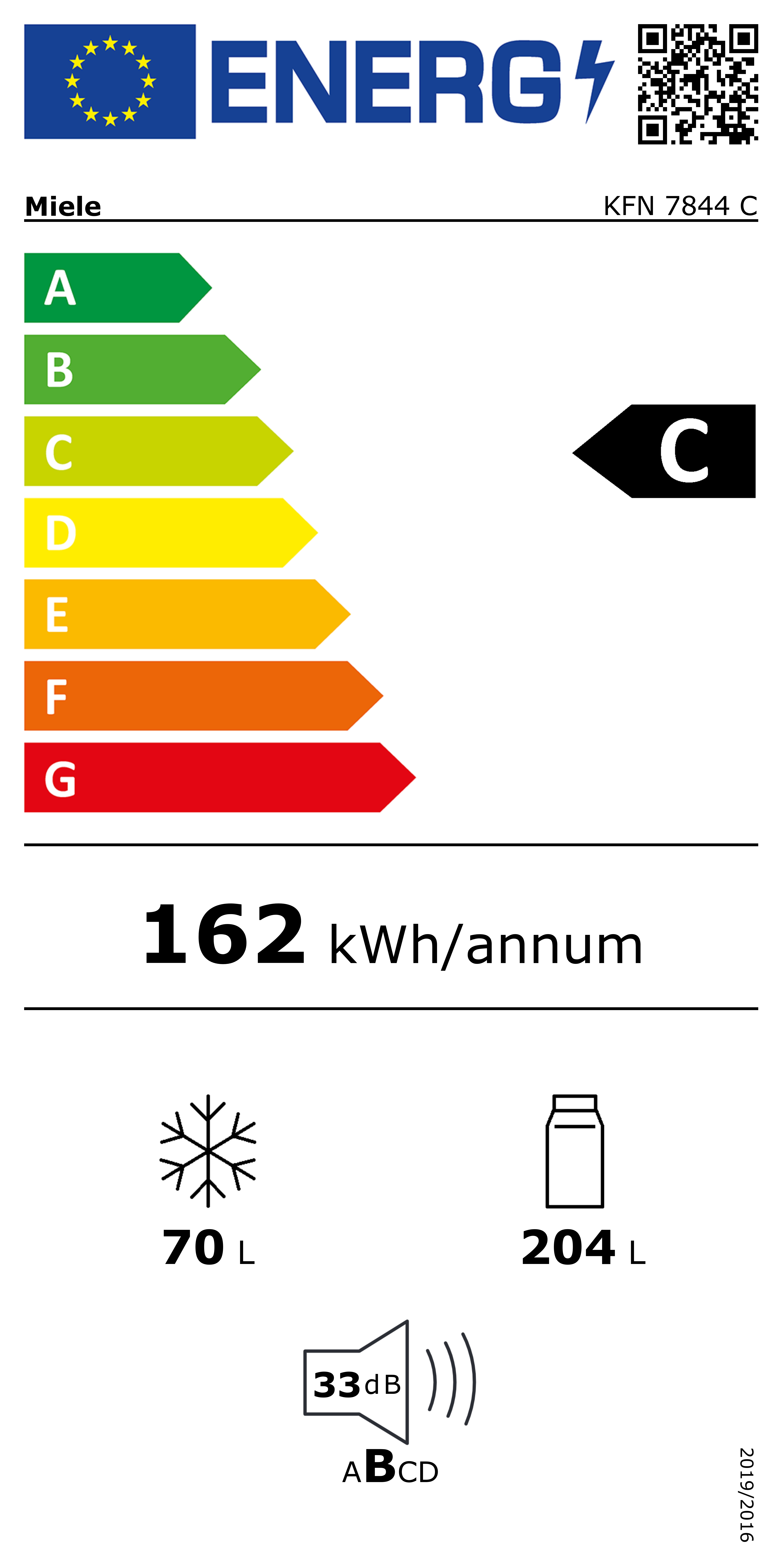 MIELE KFN7844C koel-/vriescombinatie - 194cm