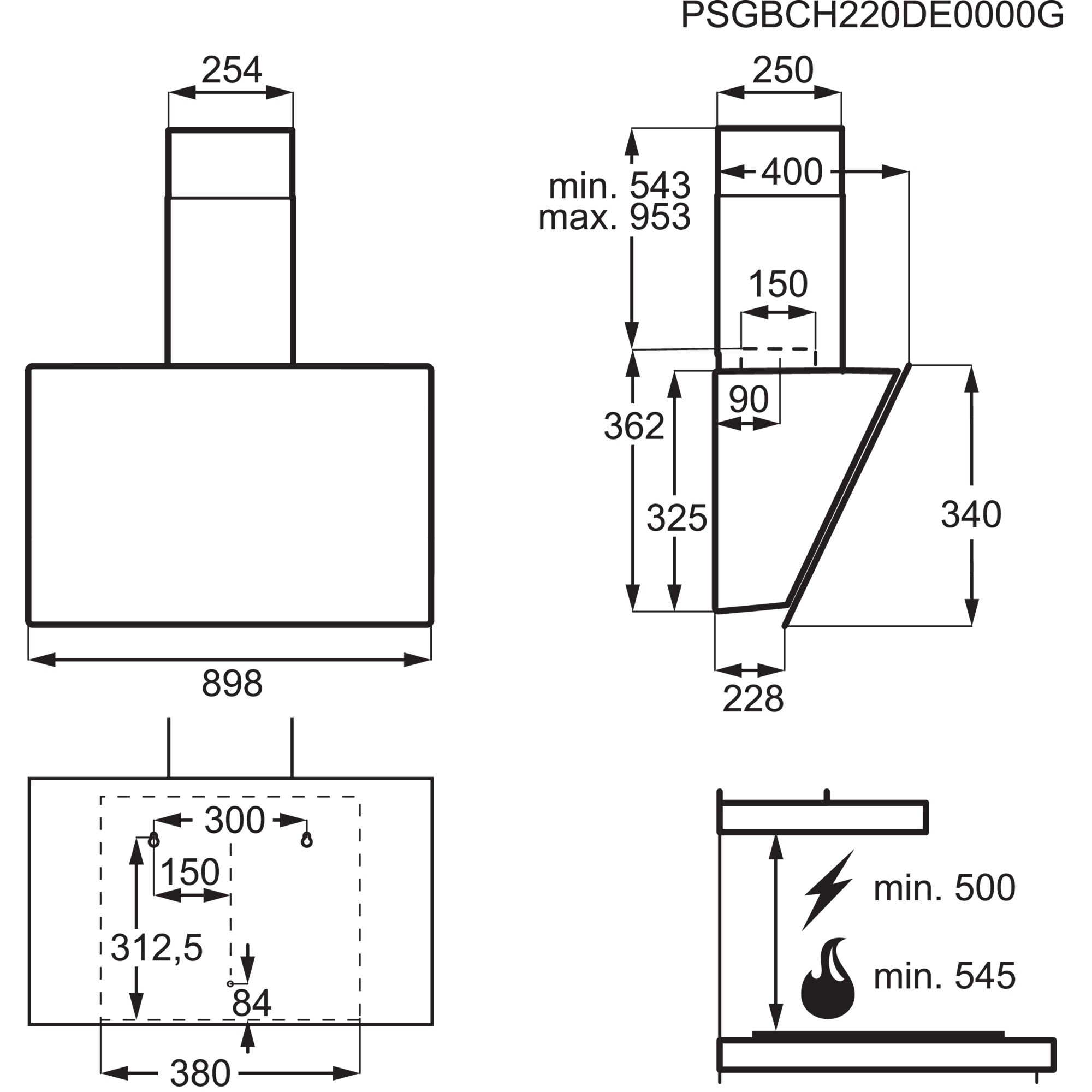 ELECTROLUX LFV439K 700 headfree dampkap - 90cm