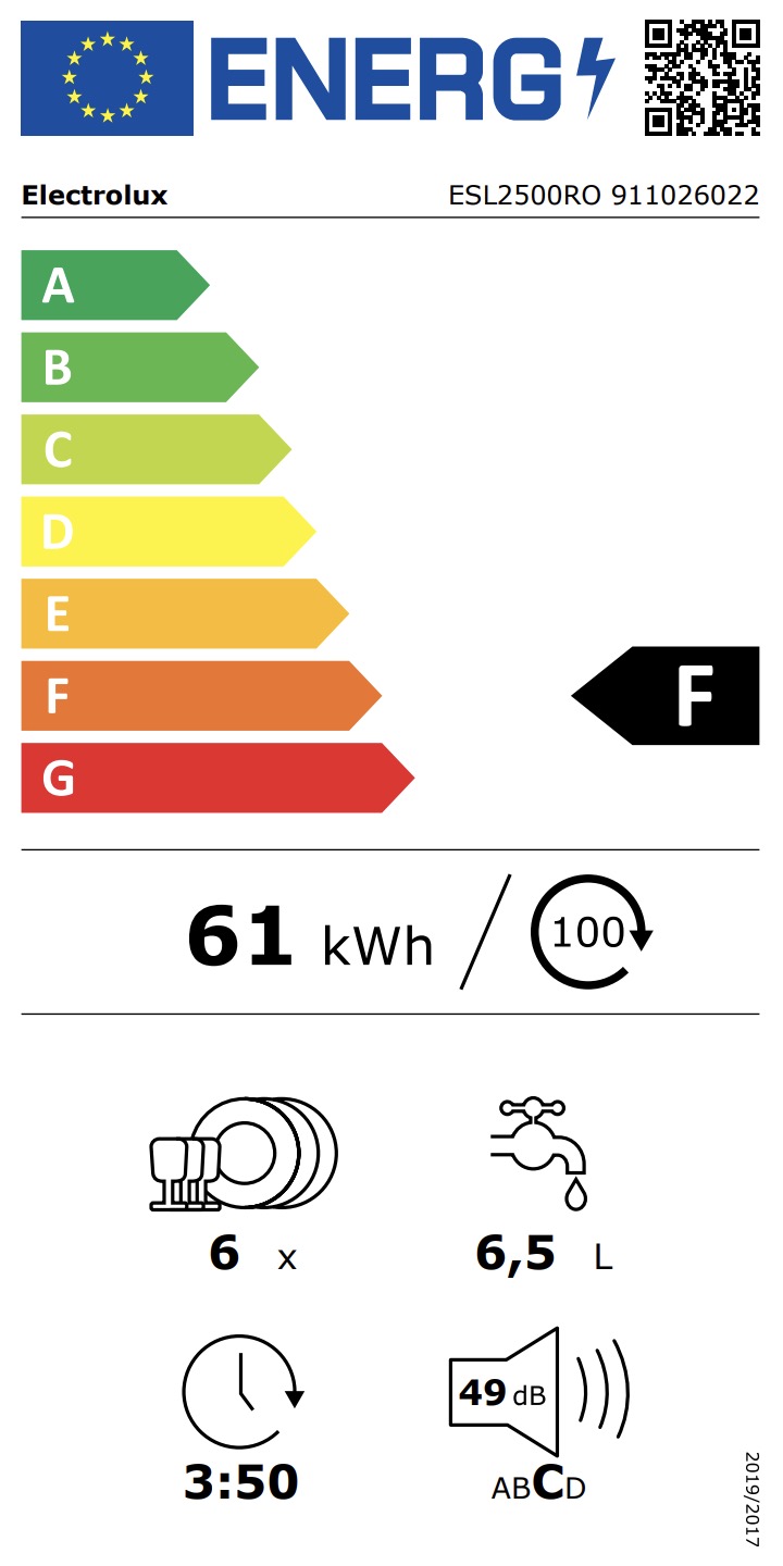 ELECTROLUX ESL2500RO vaatwasser volledig integreerbaar