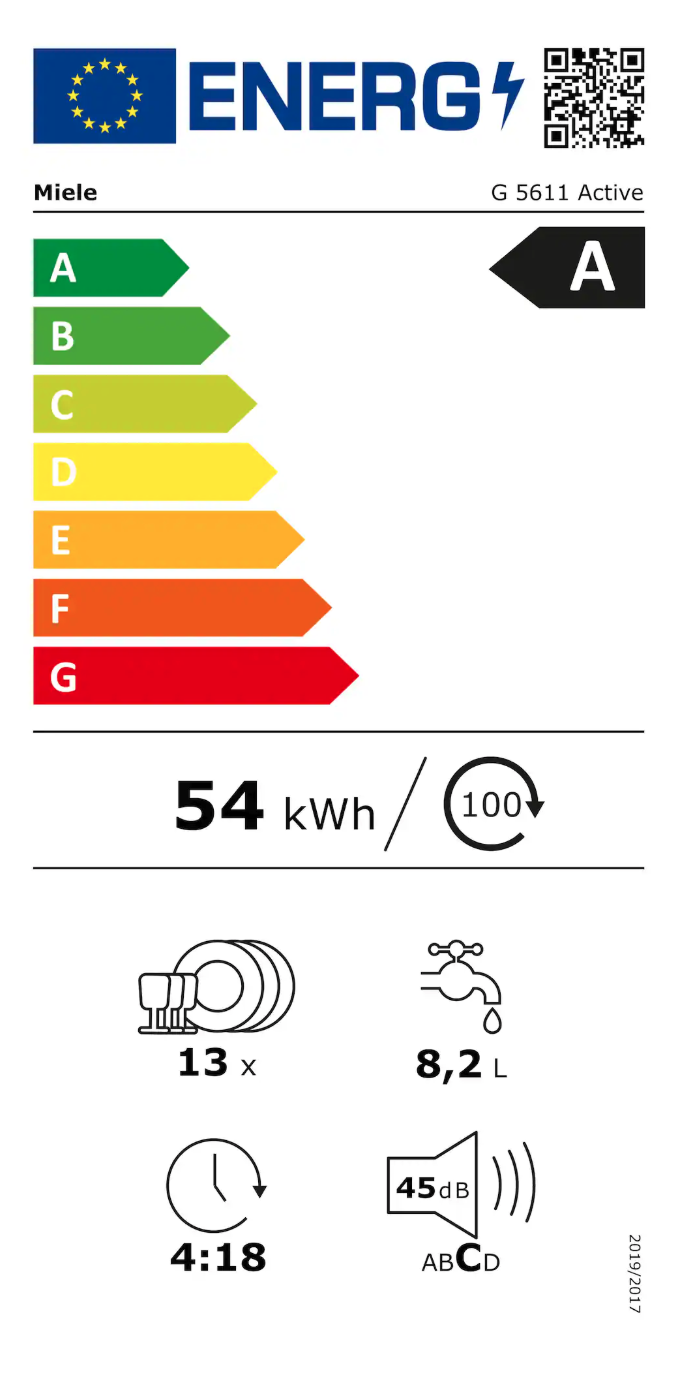 MIELE G5611ACTIVEBW vrijstaande vaatwasser