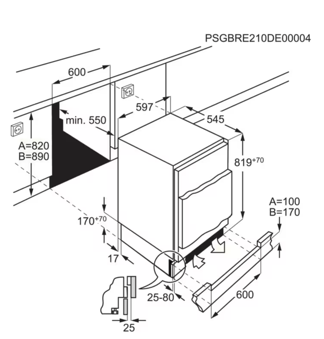 AEG OSK6I82EF 6000 onderbouw koelkast zonder vriesvak - 82cm