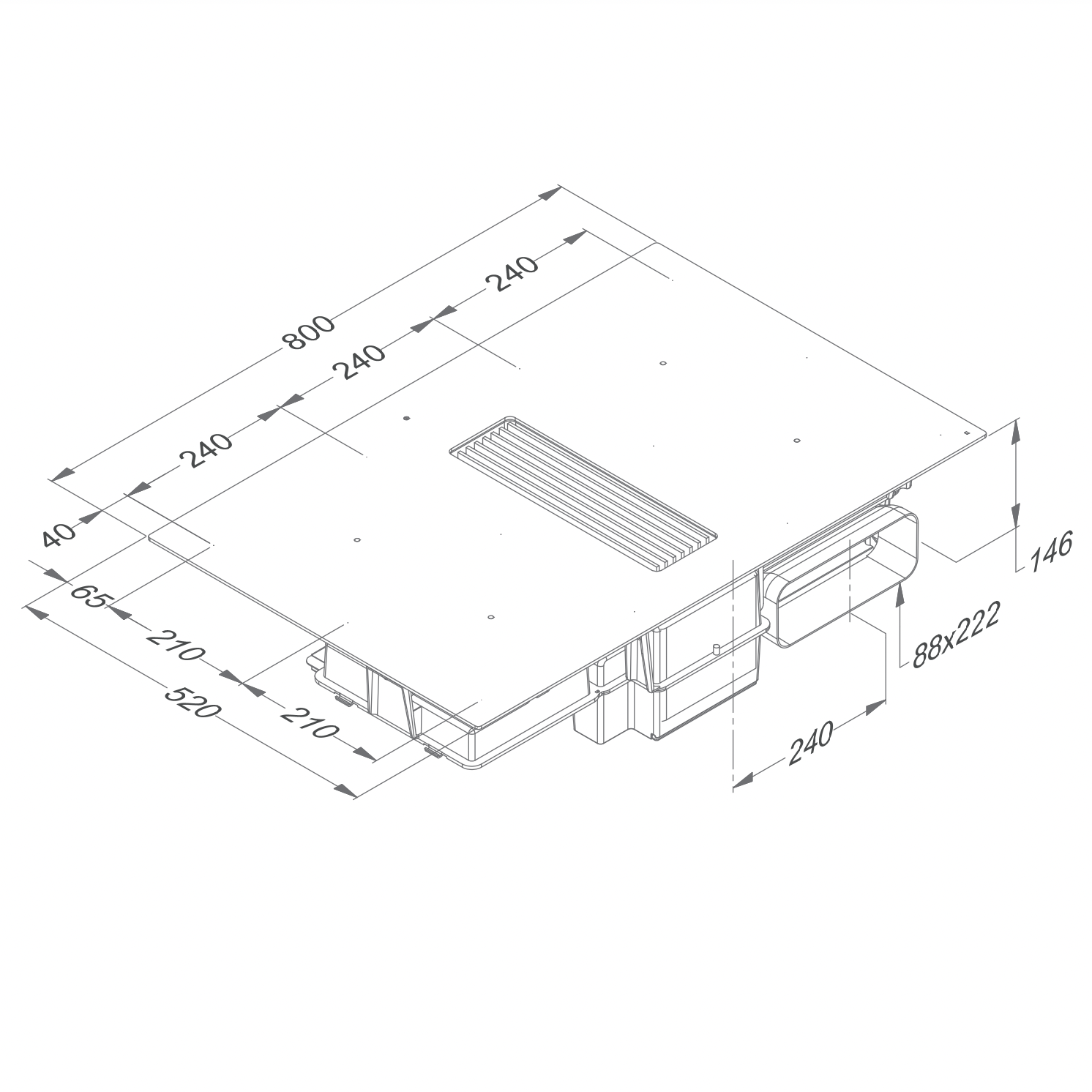 NOVY 1861 kookplaat met afzuiging - 80cm
