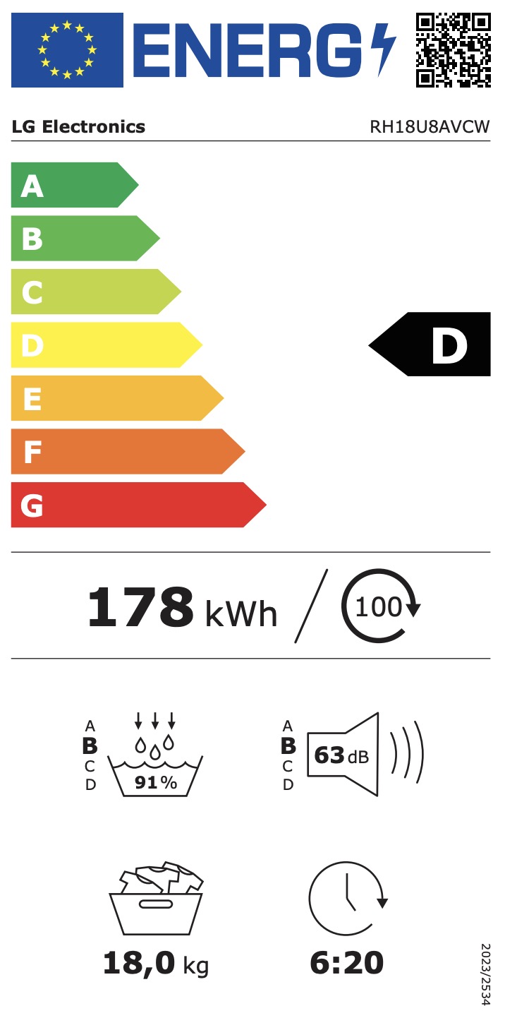 LG RH18U8AVCW droogkast
