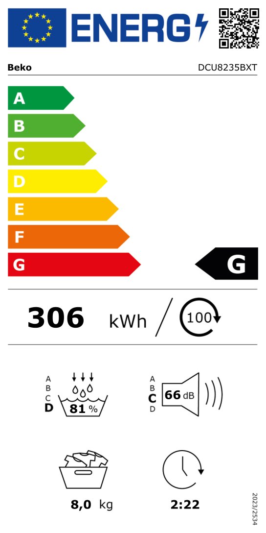 BEKO DCU8235BXT droogkast - condensdroger