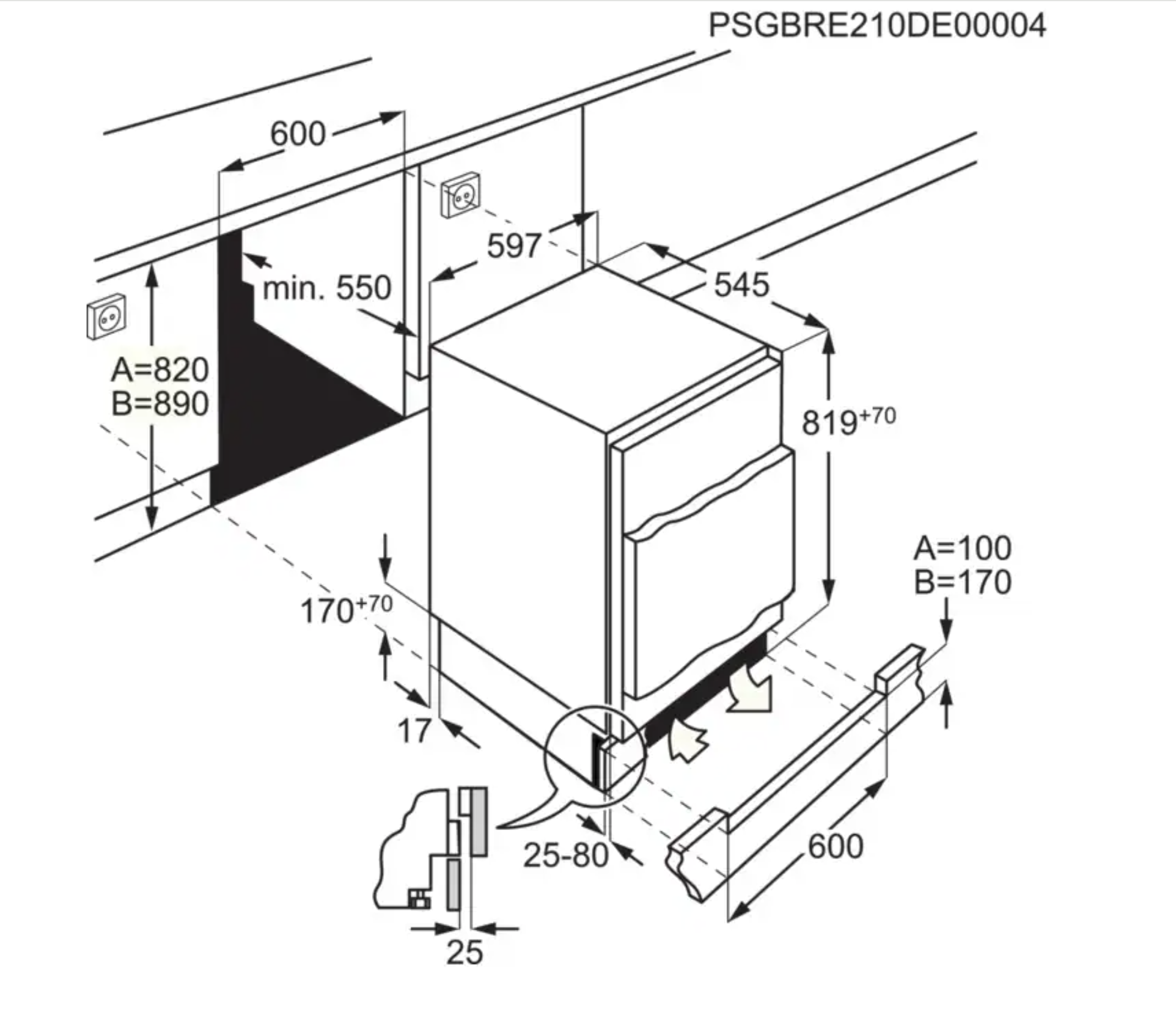 ELECTROLUX LYB3AE82R 600 onderbouw vriezer
