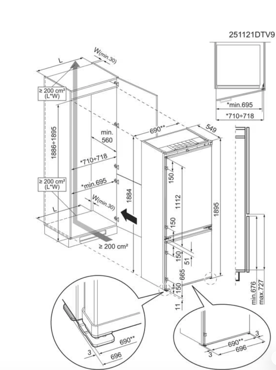 ELECTROLUX LFA7SE12S koelkast met vriesvak - 122cm