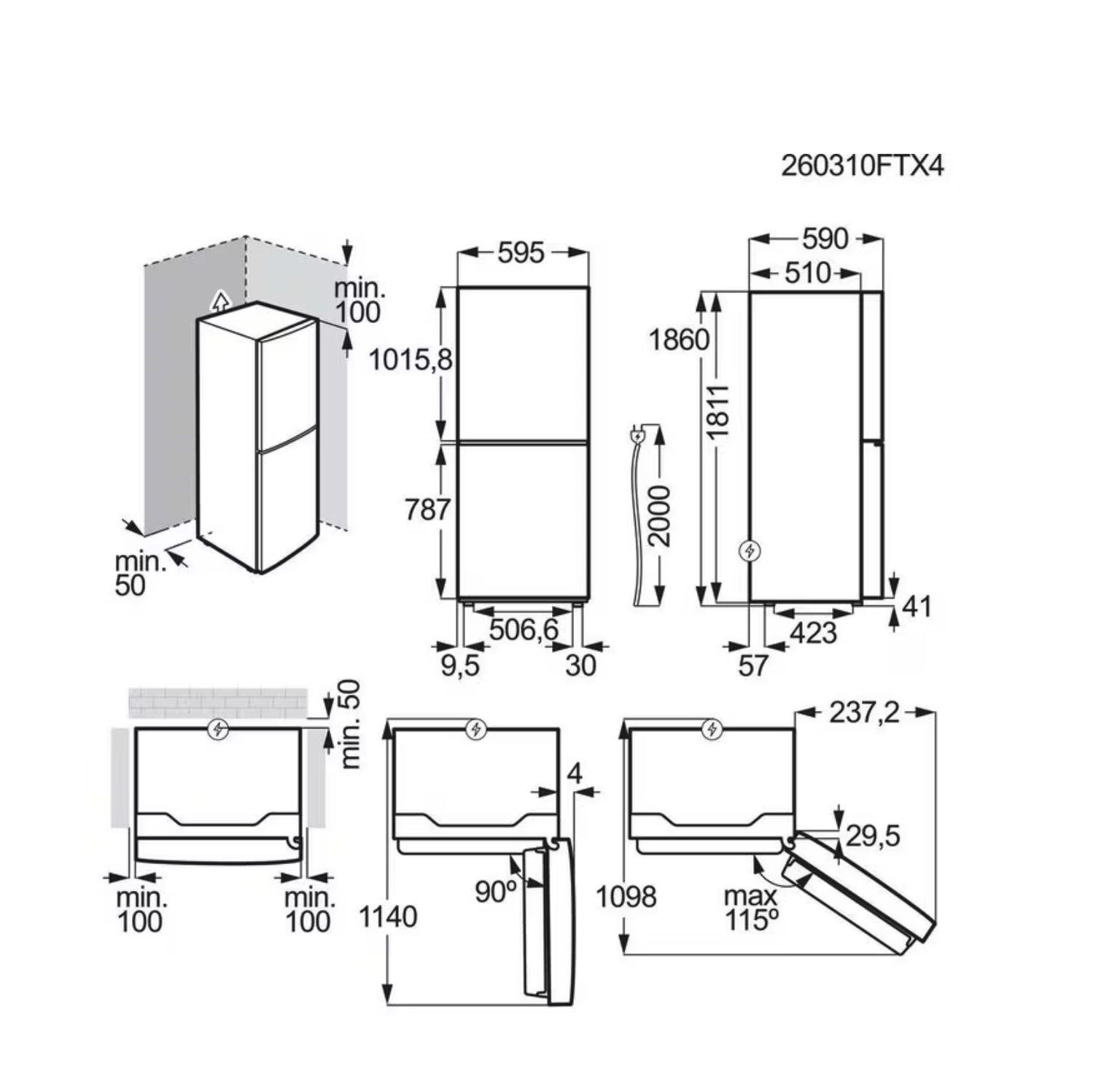 AEG ORC6M301DW vrijstaande koel-/vriescombinatie - 186cm